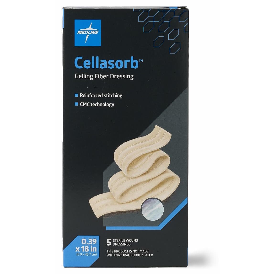 Medline Cellasorb CMC Gelling Fiber Wound Dressing, 0.39 x 18 Inch - Case of 100 - Image 1