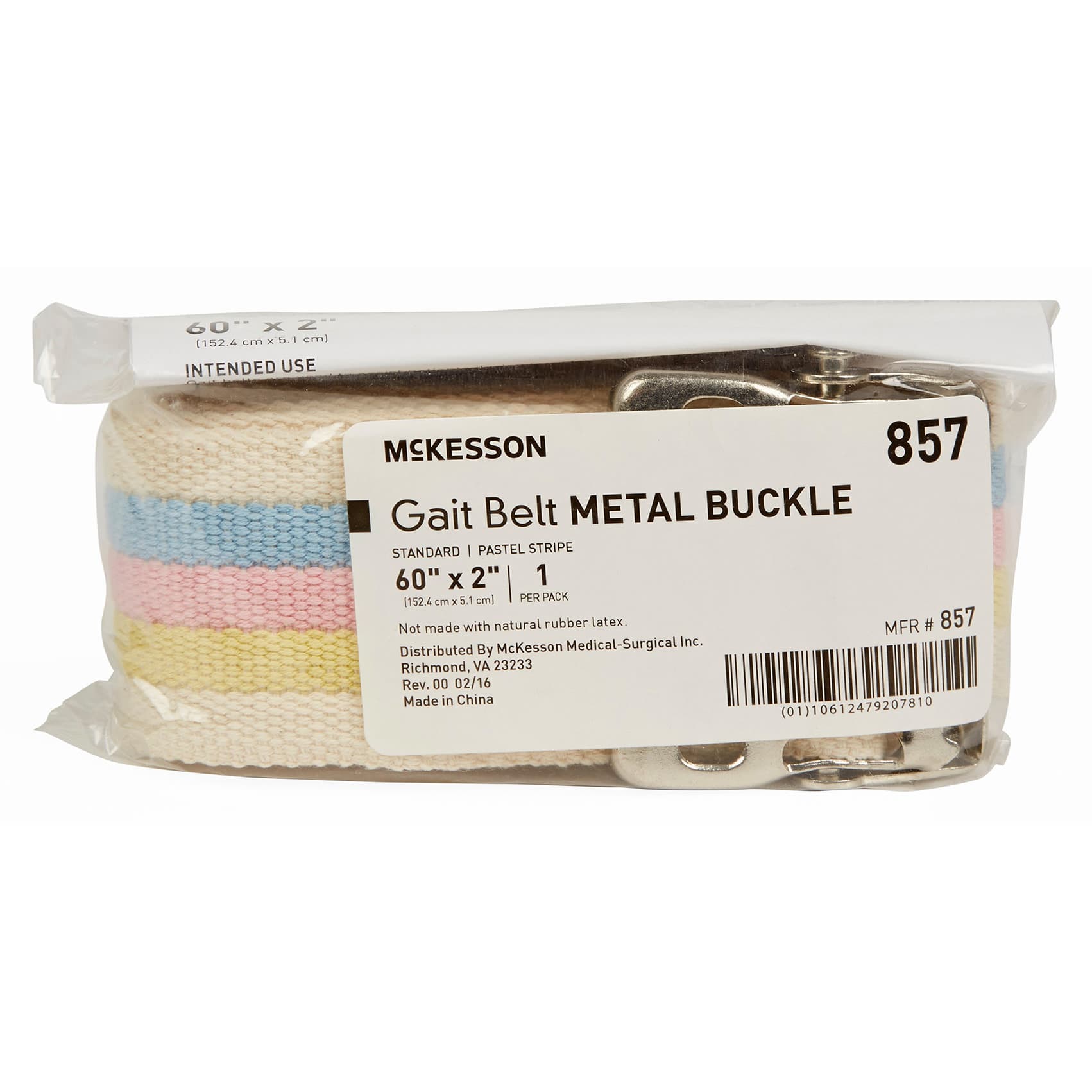 Mckesson Select Gait Belt, Metal Buckle, Pastel striped - Image 1