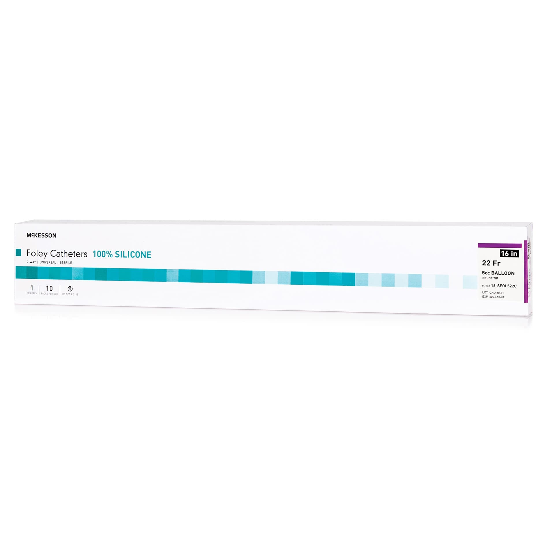 McKesson Foley Catheter Sterile 2-Way Silicone, Purple, 22 Fr, Coude Tip - Case of 200 - Image 1