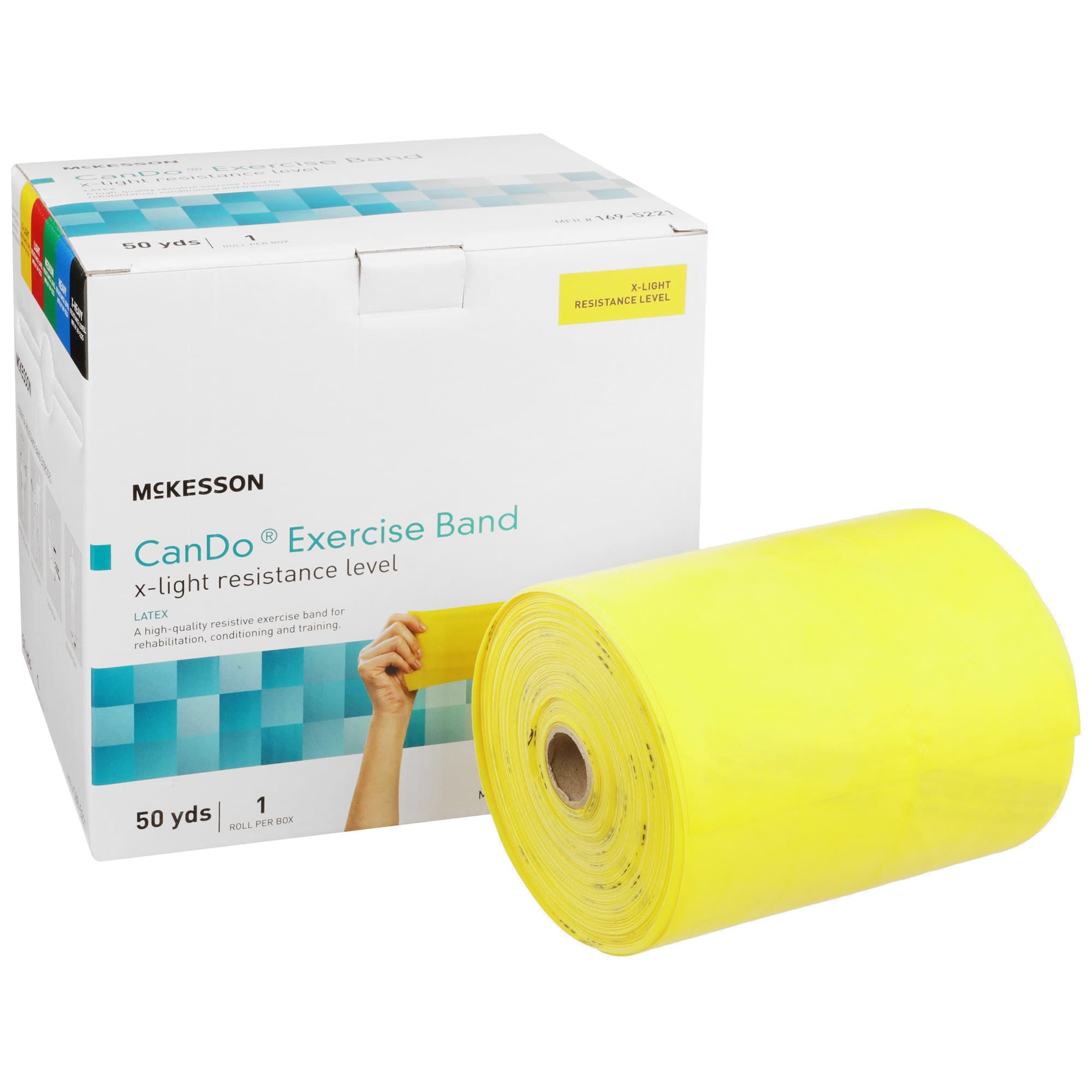 McKesson CanDo Yellow Extra Light Resistance Exercise Band, 5 Inch X 50 Yard - Image 1