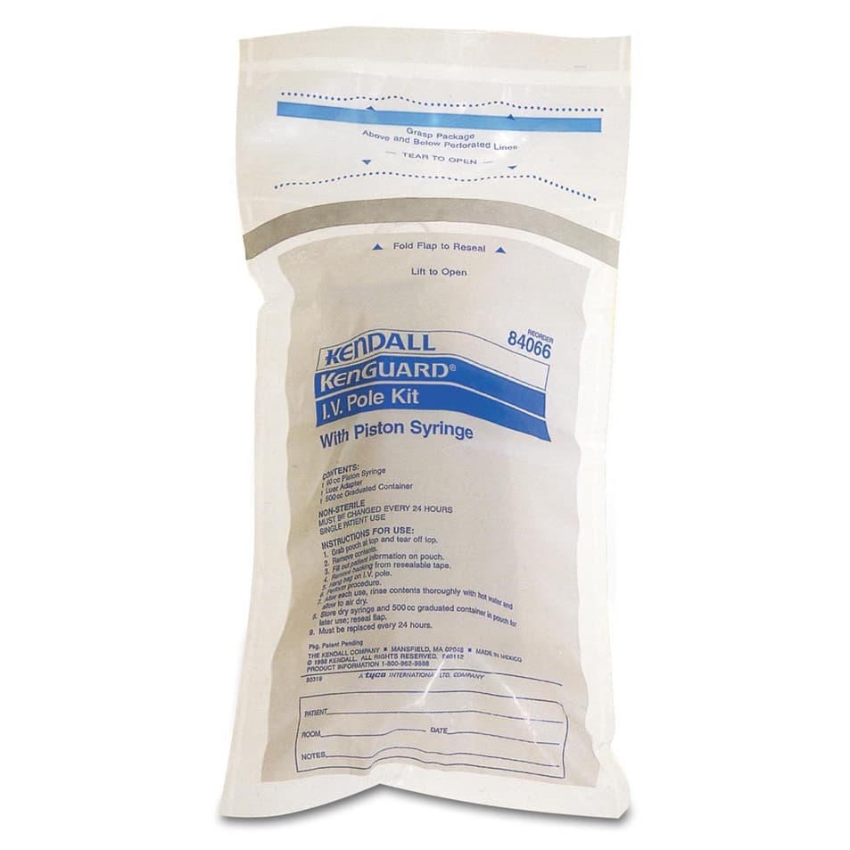 Kangaroo Irrigation Kit with 60cc Piston Syringe, 500cc Container, Re-Sealable Flap