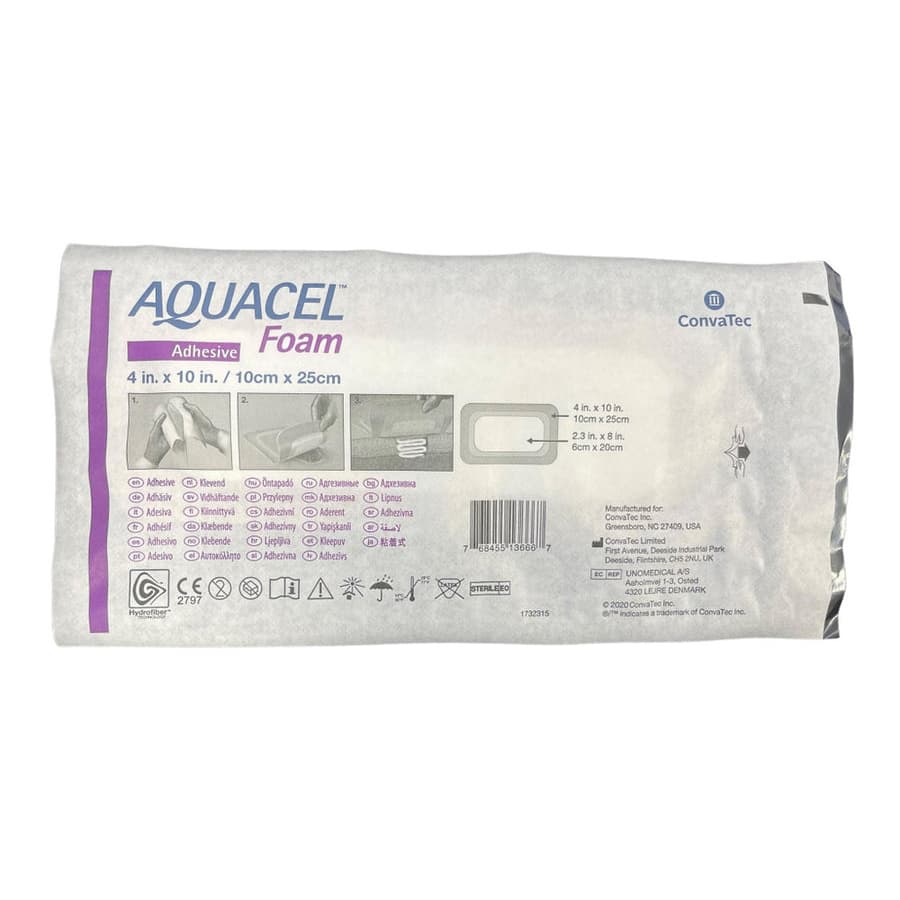 ConvaTec Aquacel Adhesive Foam Dressing, 4 x 10 Inch - Each - Image 1