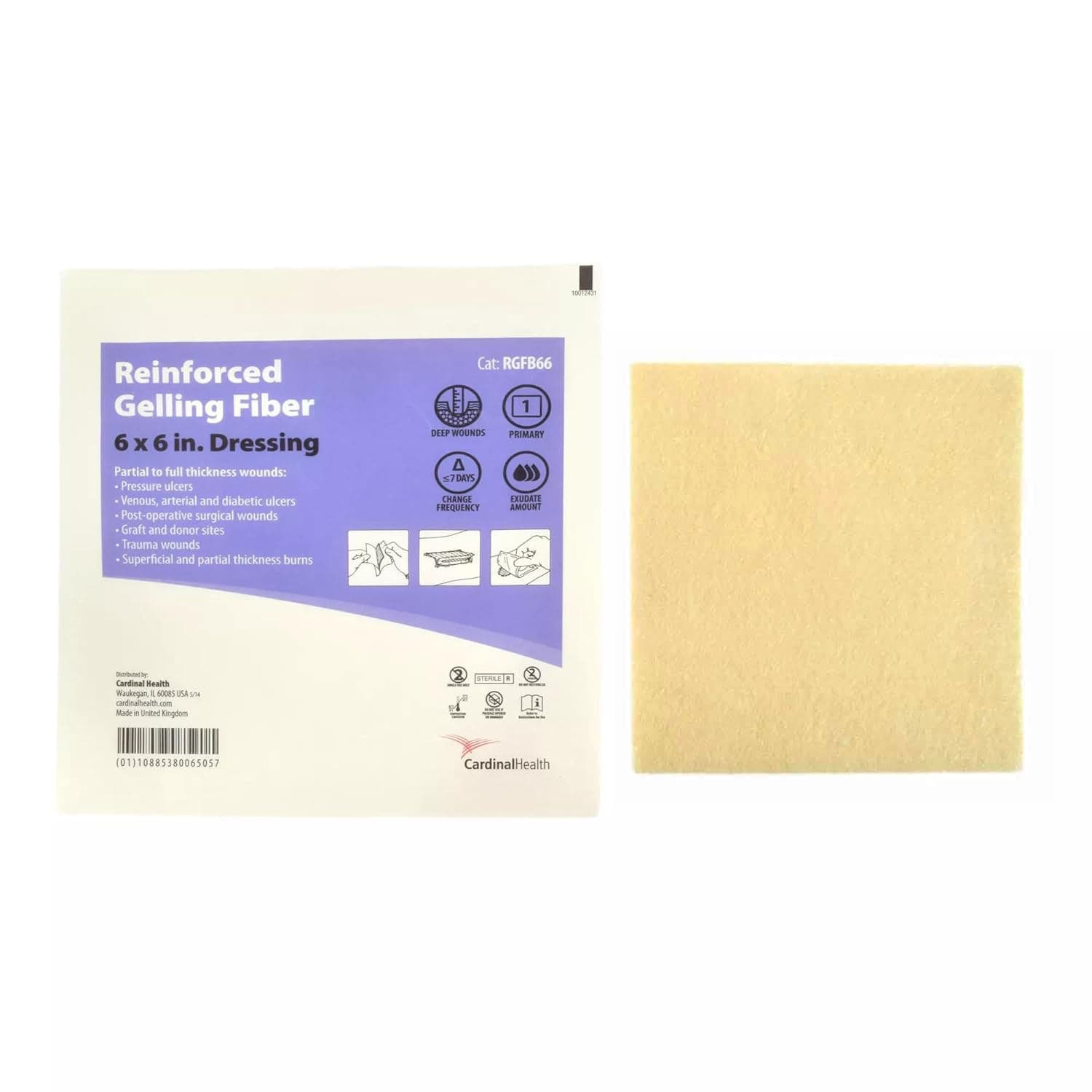 Cardinal Health Reinforced Gelling Fiber Dressings, 6 x 6 Inch - Each - Image 1