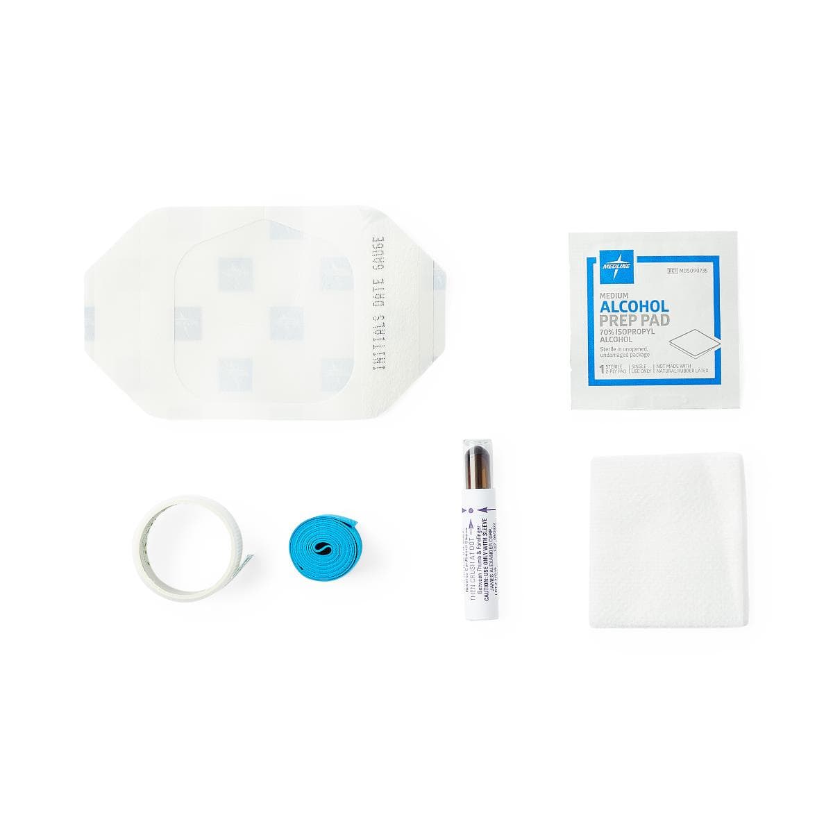 Medline Alcohol Prep Pad 7-Piece IV Start Kit - Case of 100 - Image 1