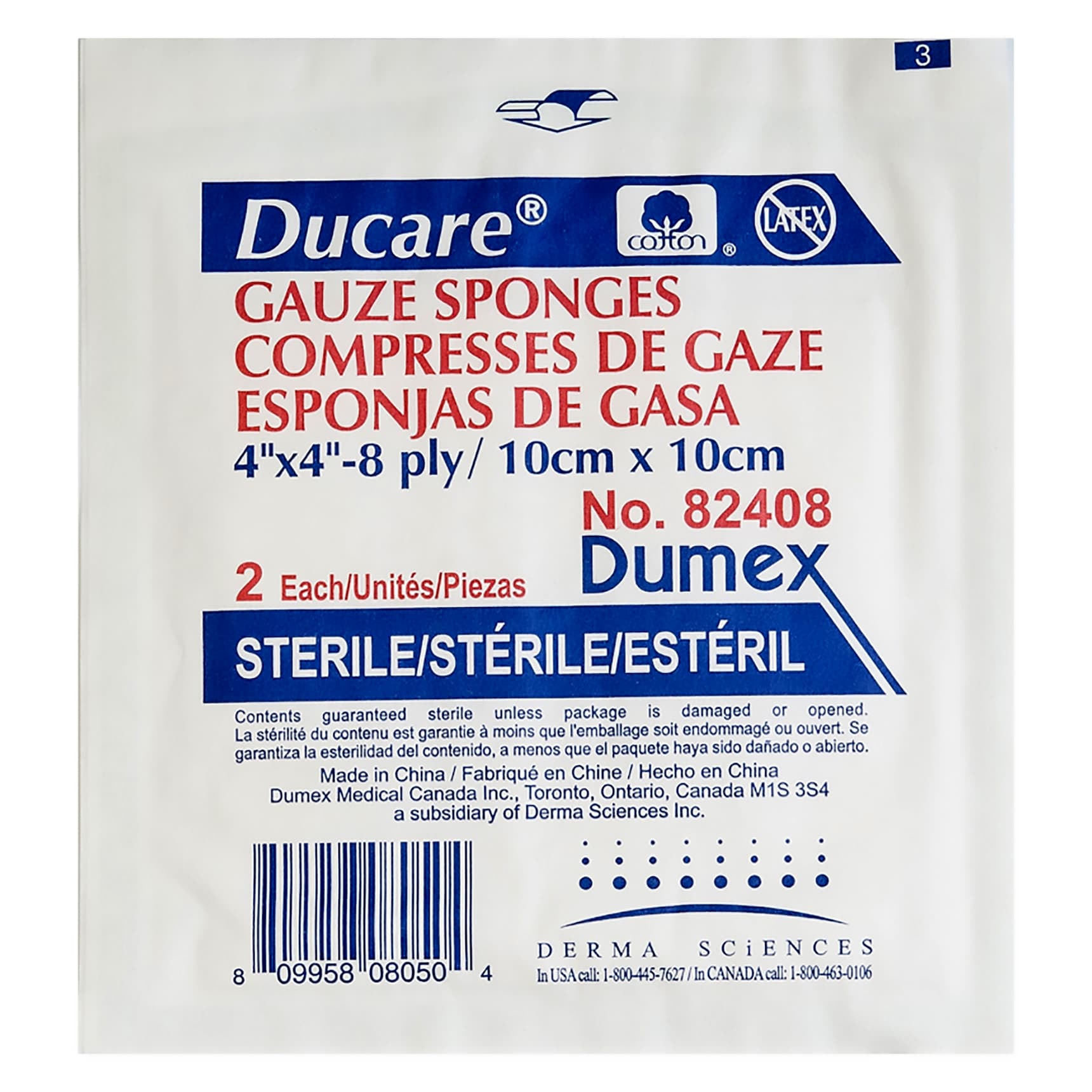 Ducare Gauze Sponge White Square, 8-Ply, 4 x 4 Inch - Case of 600 - Image 1