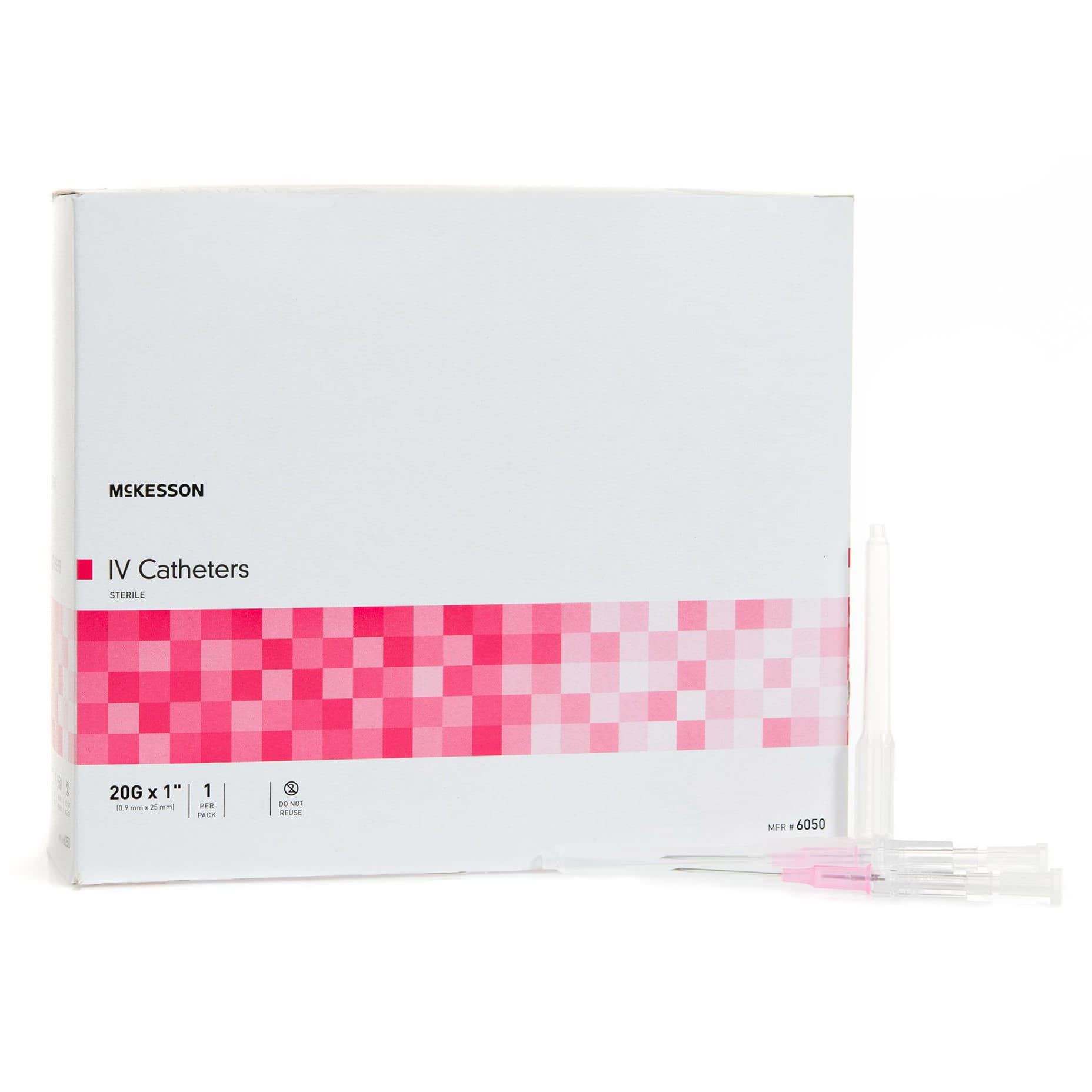 McKesson Peripheral IV Catheter, ETFE, 1 Inch, Pink, 20 Gauge - Each - Image 1