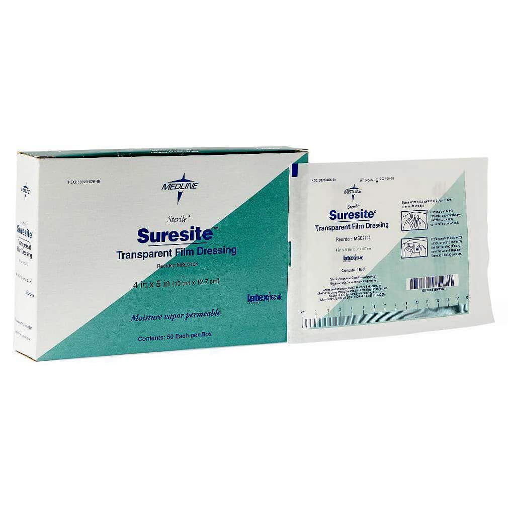 Suresite 2 Handle Transparent Dressing, 4 x 5 Inch - Box of 50 - Image 1