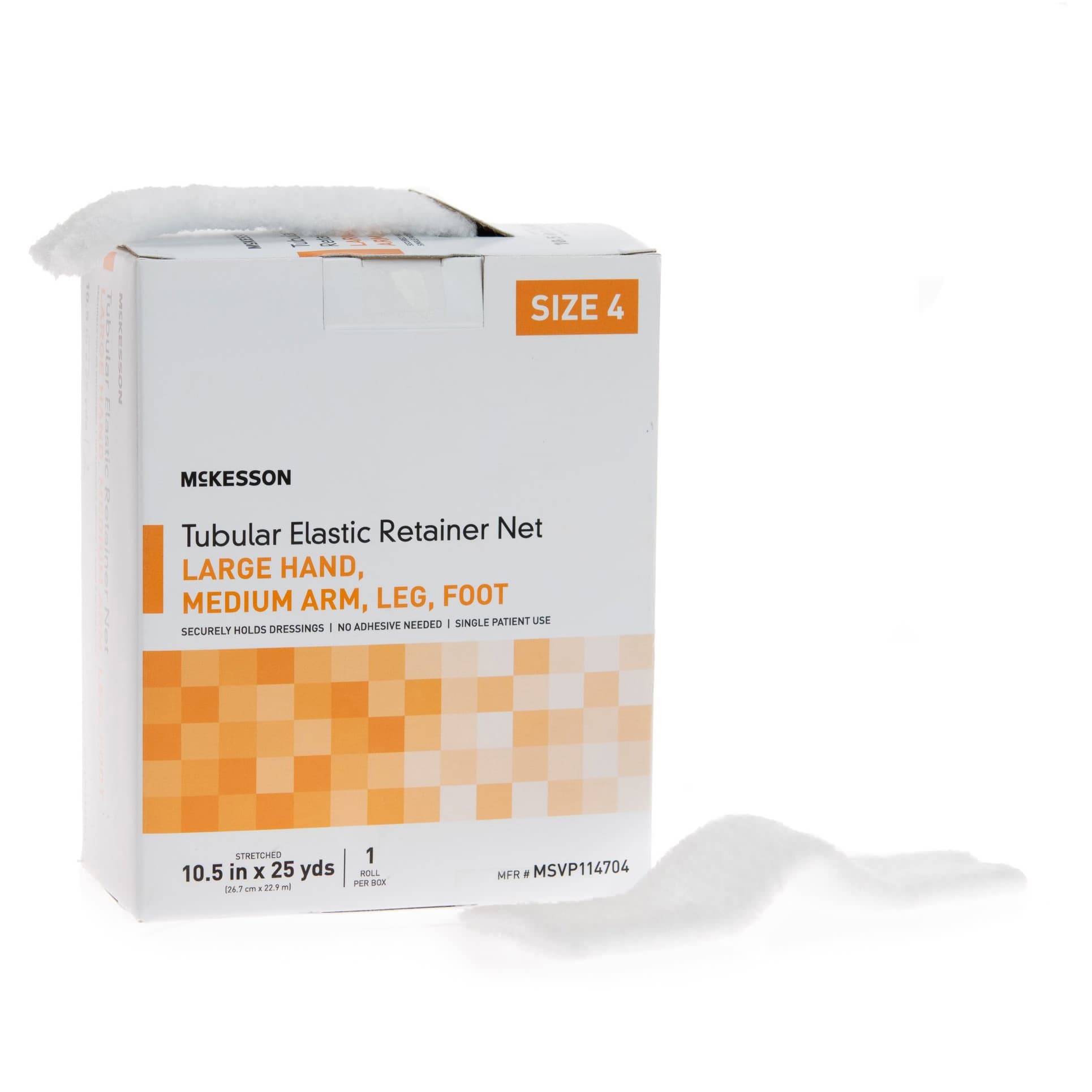 McKesson Elastic Net Retainer Dressing, 10-1/2 Inch x 25 Yard, Size 4, Large Hand Medium Arm Leg Foot - Box of 1 - Image 1