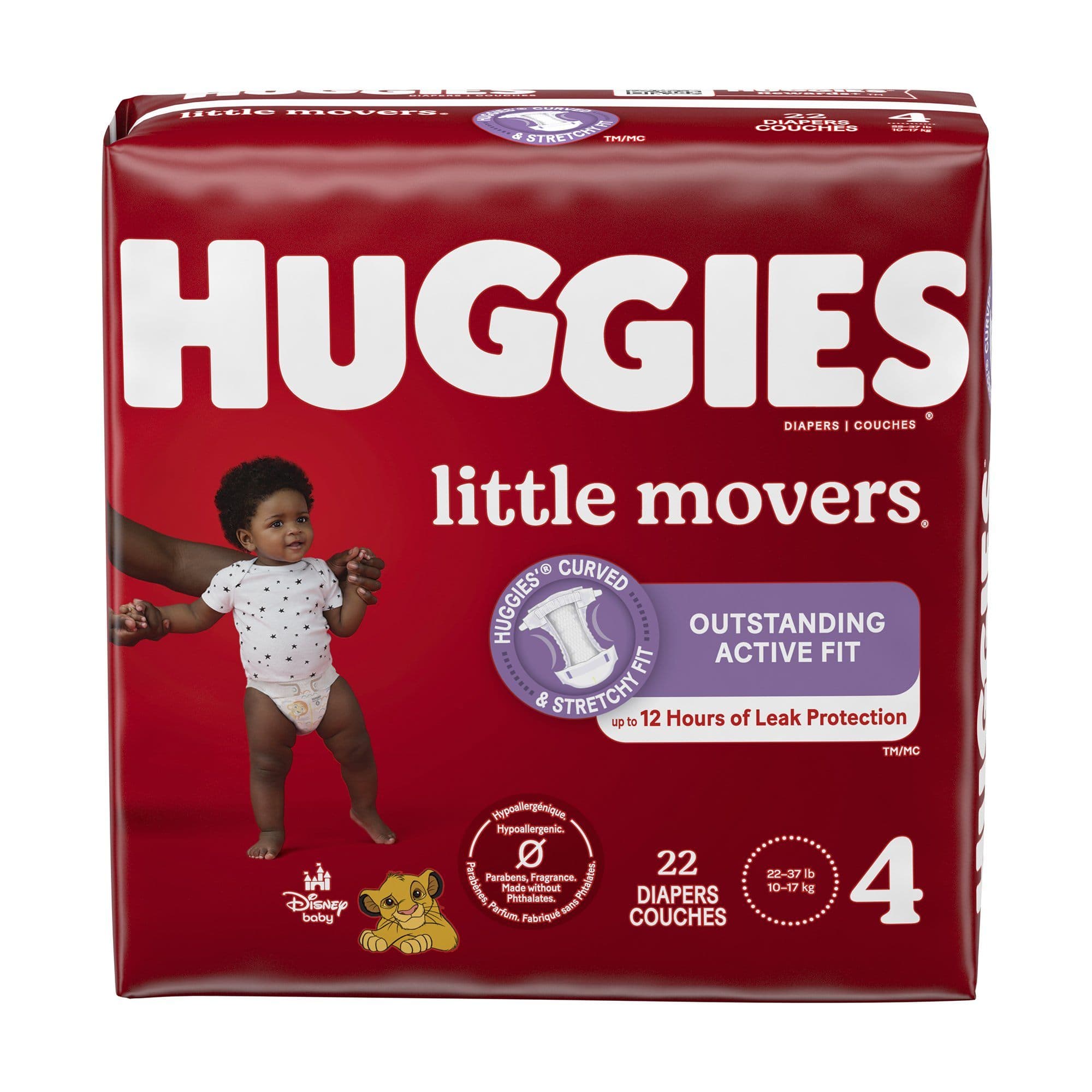 Huggies Little Movers Baby Diapers, Size 4 - Package of 22 - Image 1