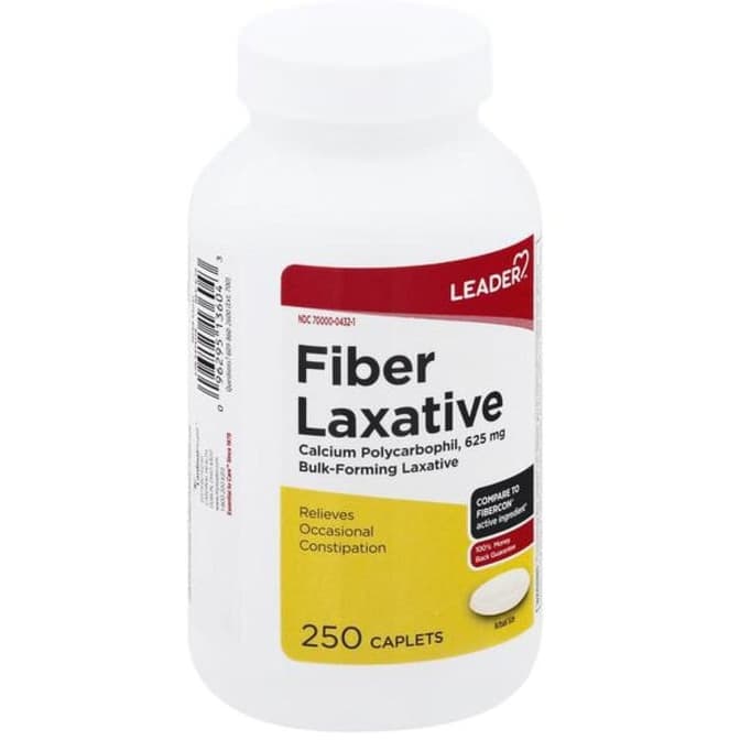 Leader Fiber Laxative Caplets 625 mg, 250 Count - Each - Image 2