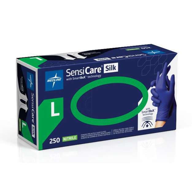 Sensicare Silk Nitrile Exam Gloves with Smartbox Technology, Large - Case of 2500 - Image 1