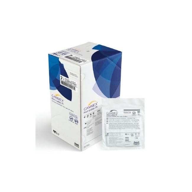 GAMMEX Non-Latex PI Surgical Glove White Neutral Beaded Cuff Standard, Size 8.5 - Box of 50 - Image 1