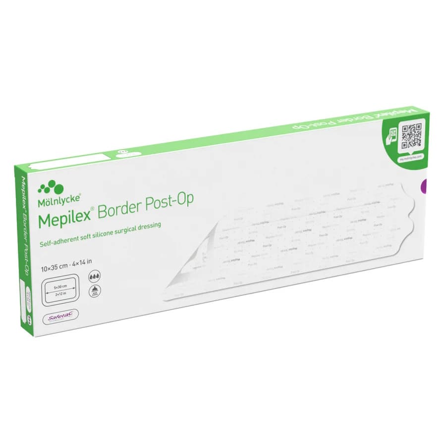 Mepilex Border Post-Op Ag Antimicrobial Dressing, 4 x 14 Inch - Box of 5 - Image 1