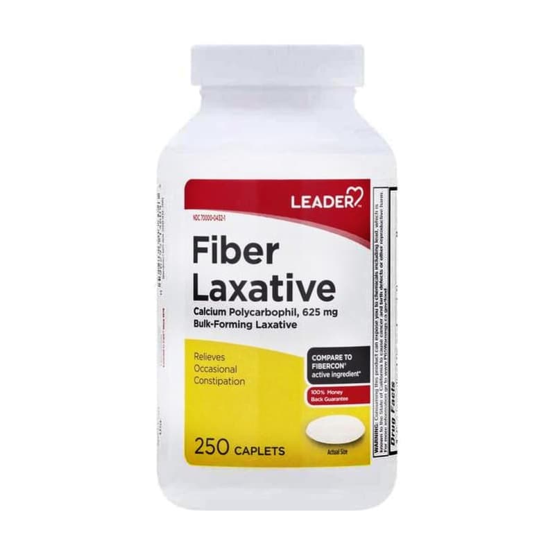 Leader Fiber Laxative Caplets 625 mg, 250 Count - Each - Image 1