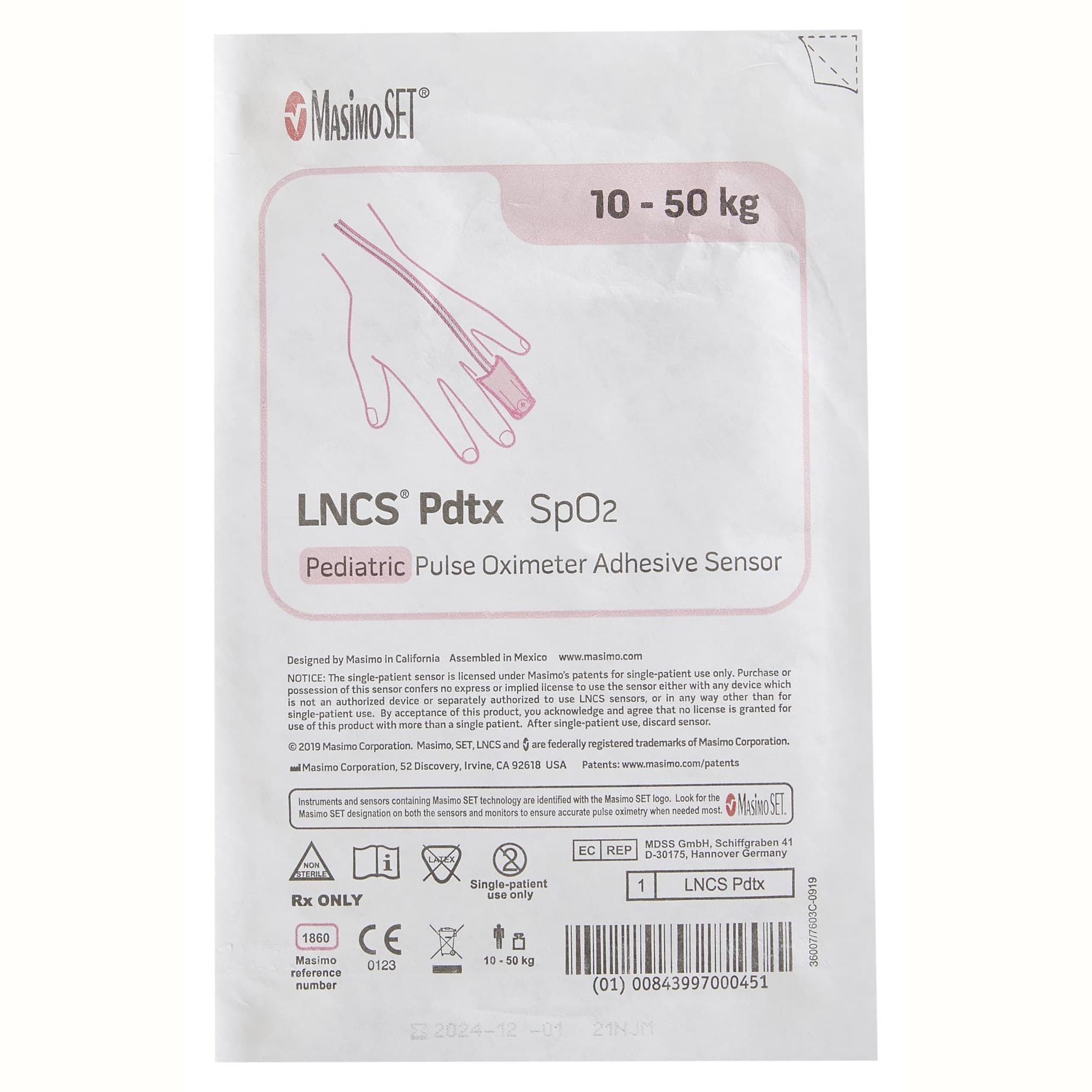 Masimo LNCS Pdtx Pediatric Adhesive Sensors, Nellcor Compatible 18" L - Image 3