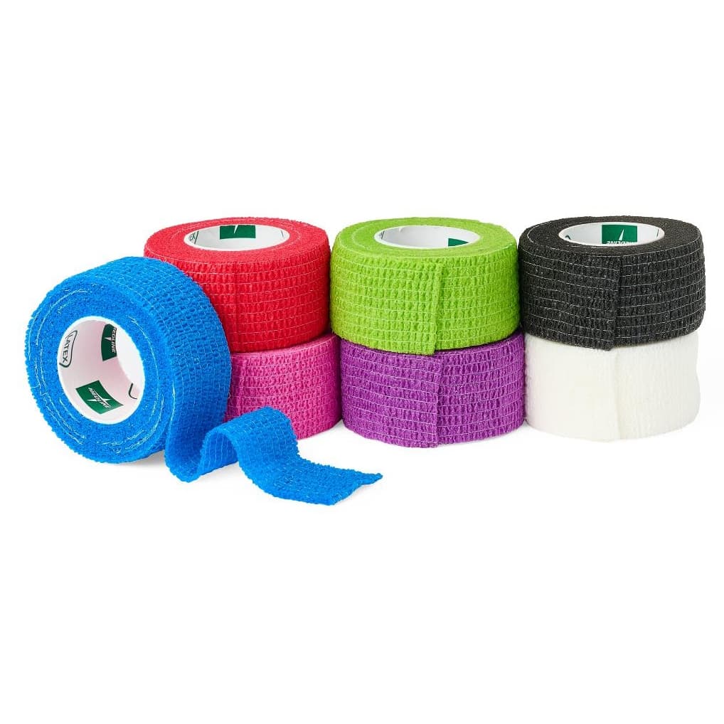 Medline Self Adherent Latex Wrap Color Assortment Nonsterile, 1 Inch x 5 Yard - Case of 30 - Image 1