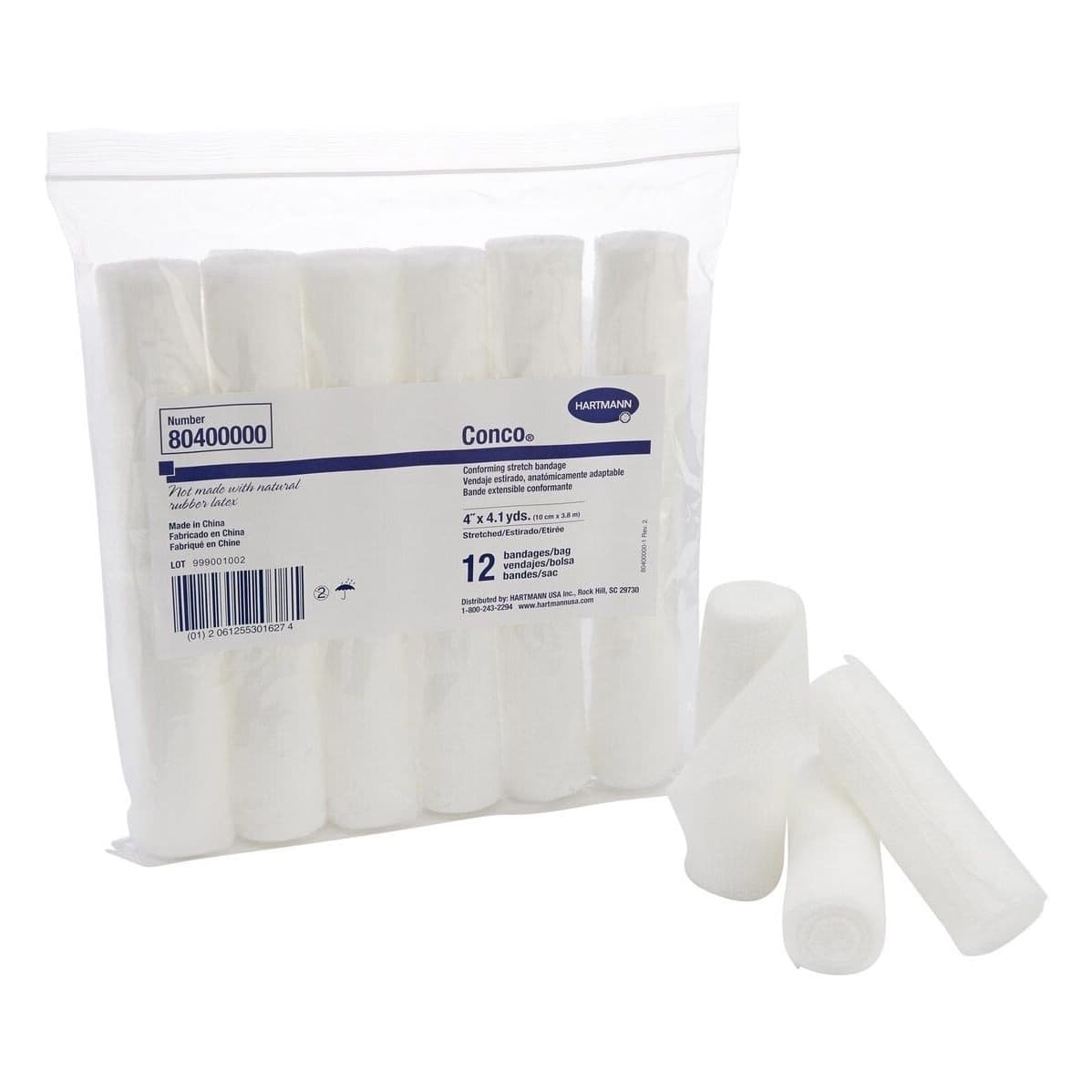 Hartmann Conforming Stretch Non Sterile Bandage, 4 Inch x 4-1/10 Yard - Bag of 12 - Image 1