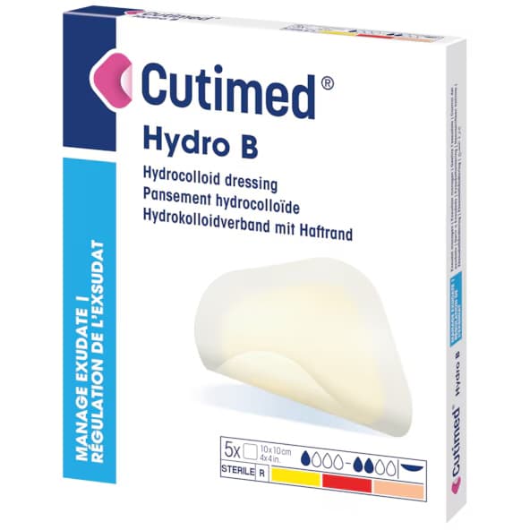 Cutimed Hydro B Sterile Hydrocolloid Bordered Dressing, 4 x 4 Inch - Box of 5 - Image 1