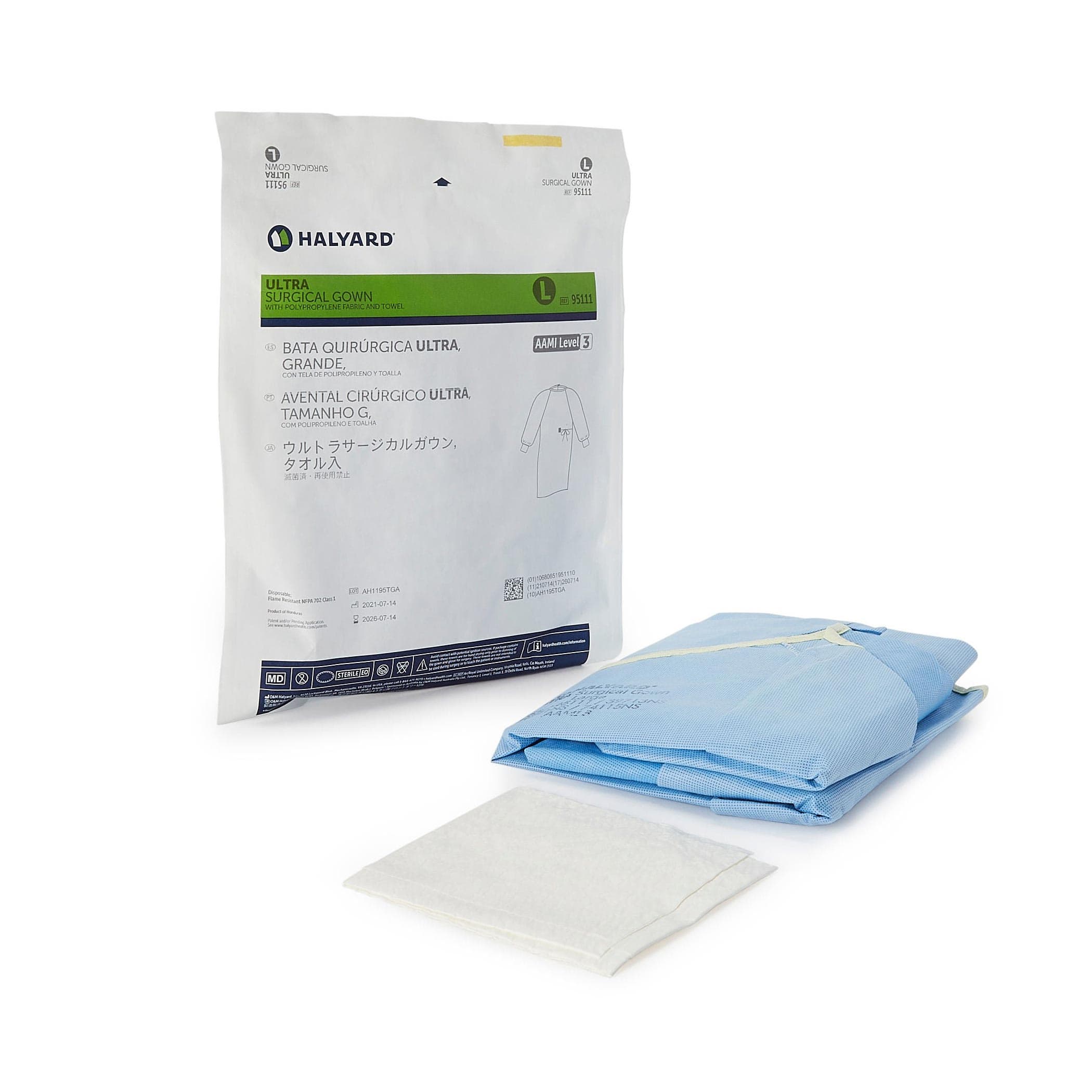 Ultra Non-Reinforced Surgical Gown with Towel, Blue