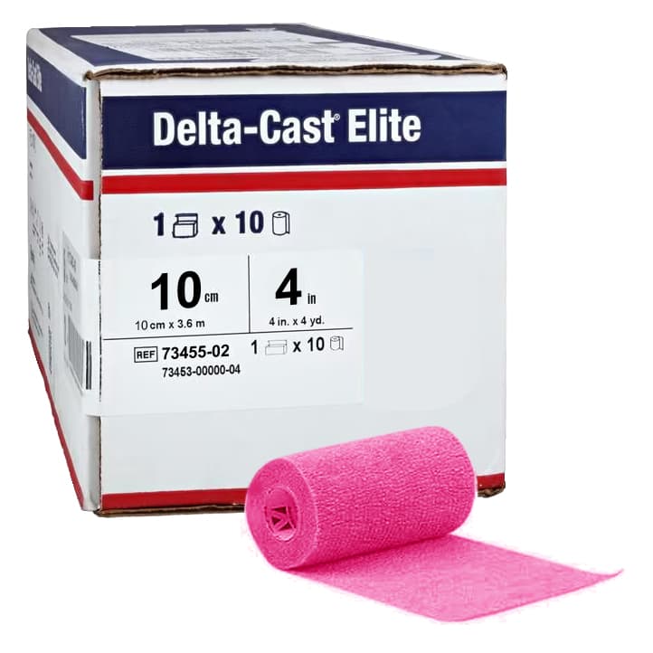 Delta-Cast Elite Polyester Cast Tape, Pink, 4 Inch x 12 Feet - Box of 10 - Image 1
