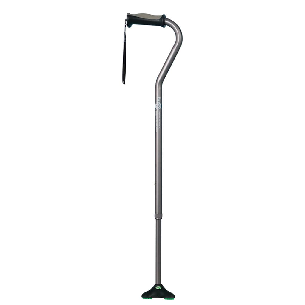 Drive Hugo Ergonomic Offset Handle QuadPod Walking Cane, Smoke - Case of 6 - Image 1