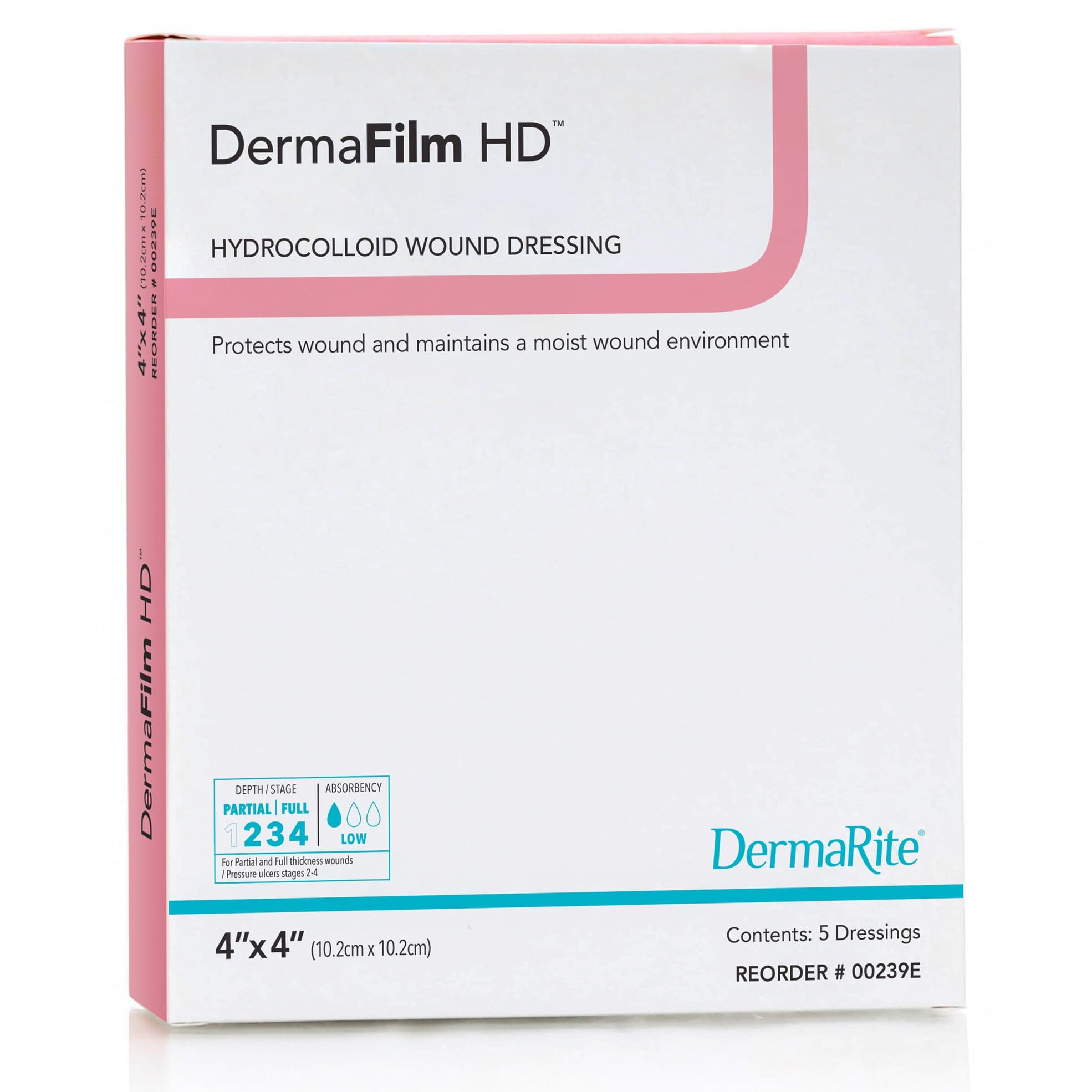DermaFilm HD Hydrocolloid Wound Dressing, 4 x 4 Inch - Box of 5 - Image 1