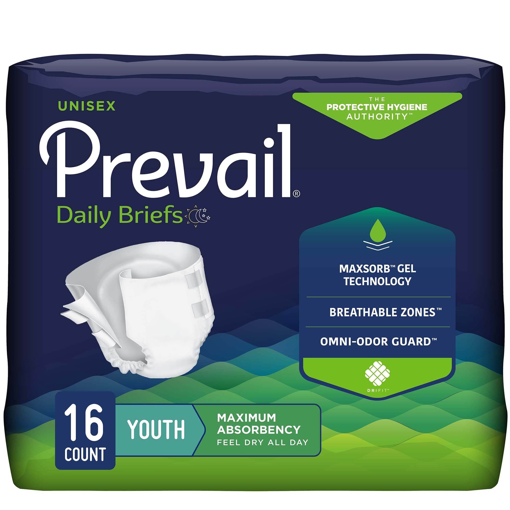 Prevail Maximum Unisex Daily Briefs, Youth - Case of 96 - Image 1