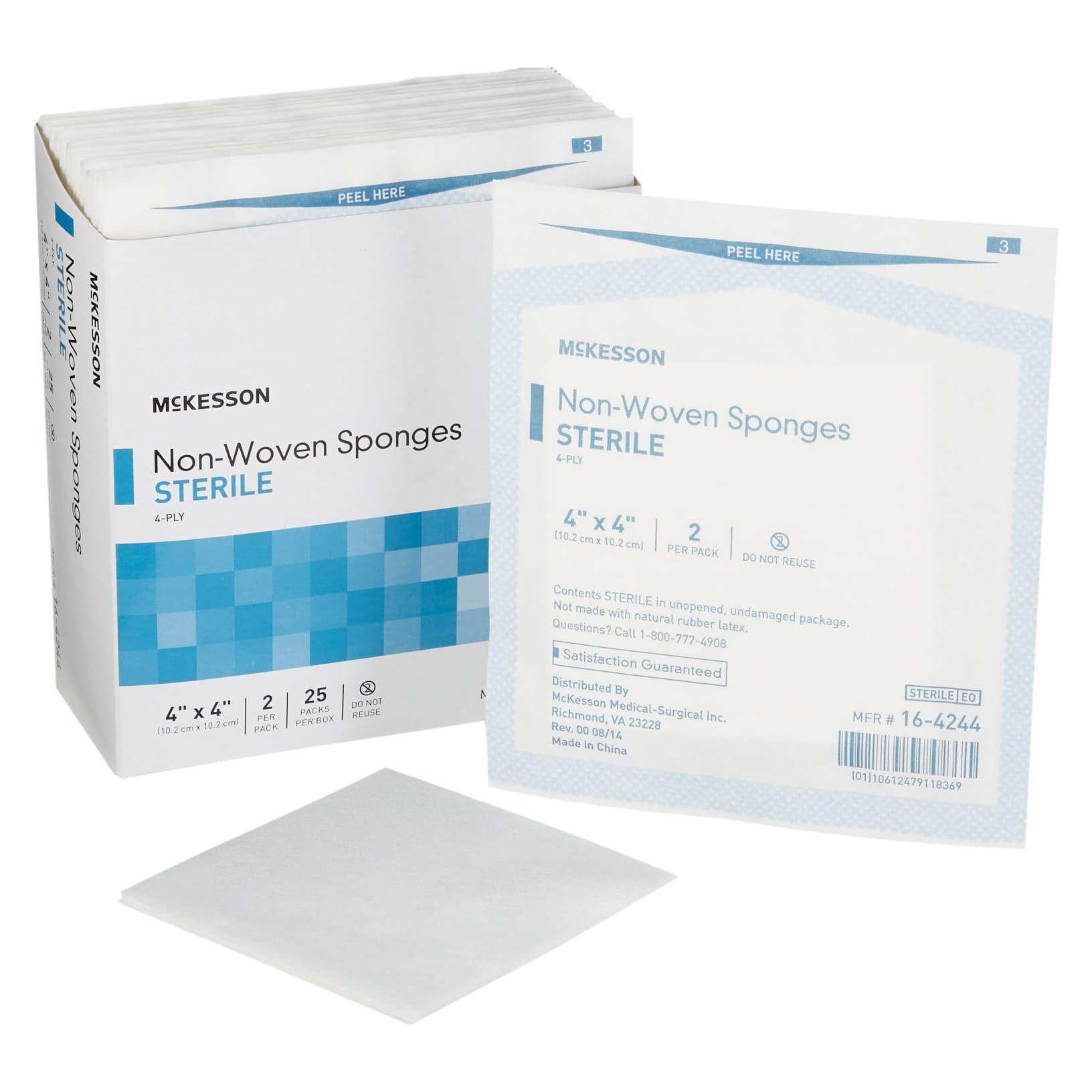 McKesson Polyester Nonwoven Sponge, 4-Ply, 4 x 4 Inch - Case of 600 - Image 1