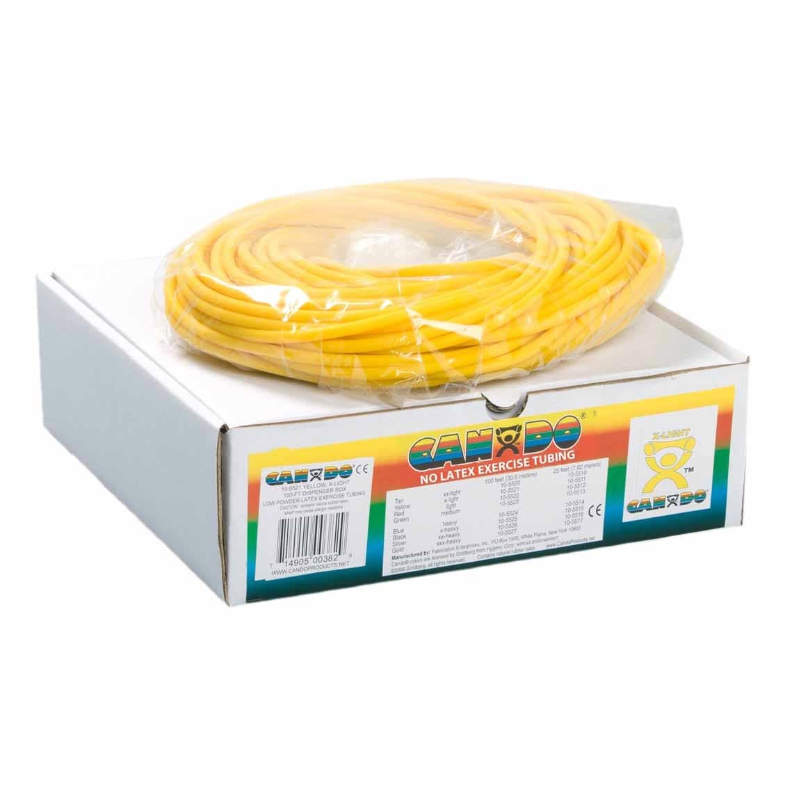 CanDo Latex Free Exercise Tubing, 100 Feet dispenser roll, Yellow, Extra Light - Image 1