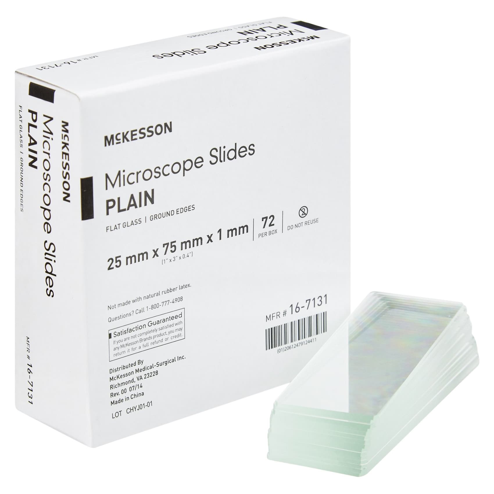 McKesson Microscope Slide, Plain, 1 x 3" x 1 mm, Ground Edges - Case of 20 - Image 1