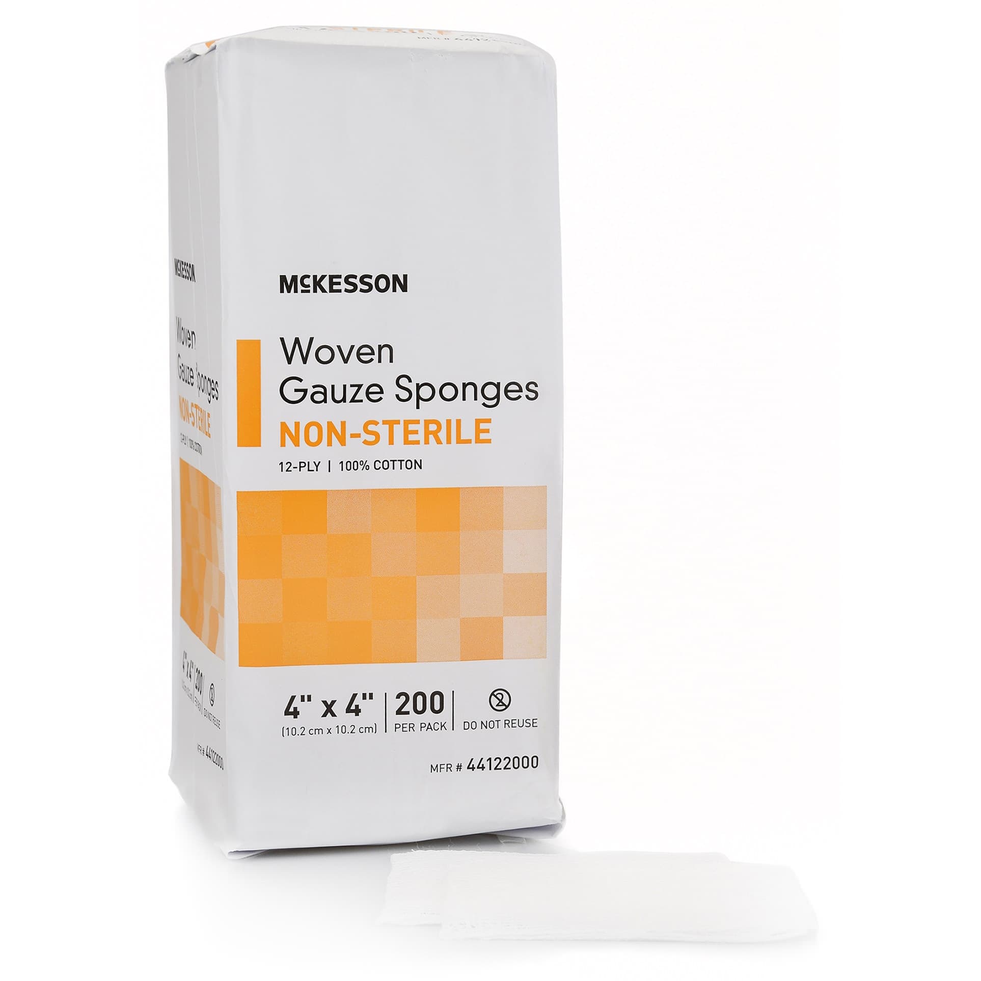 McKesson Cotton Gauze Sponges, 12-Ply, 4 x 4 Inch - Box of 200 - Image 1