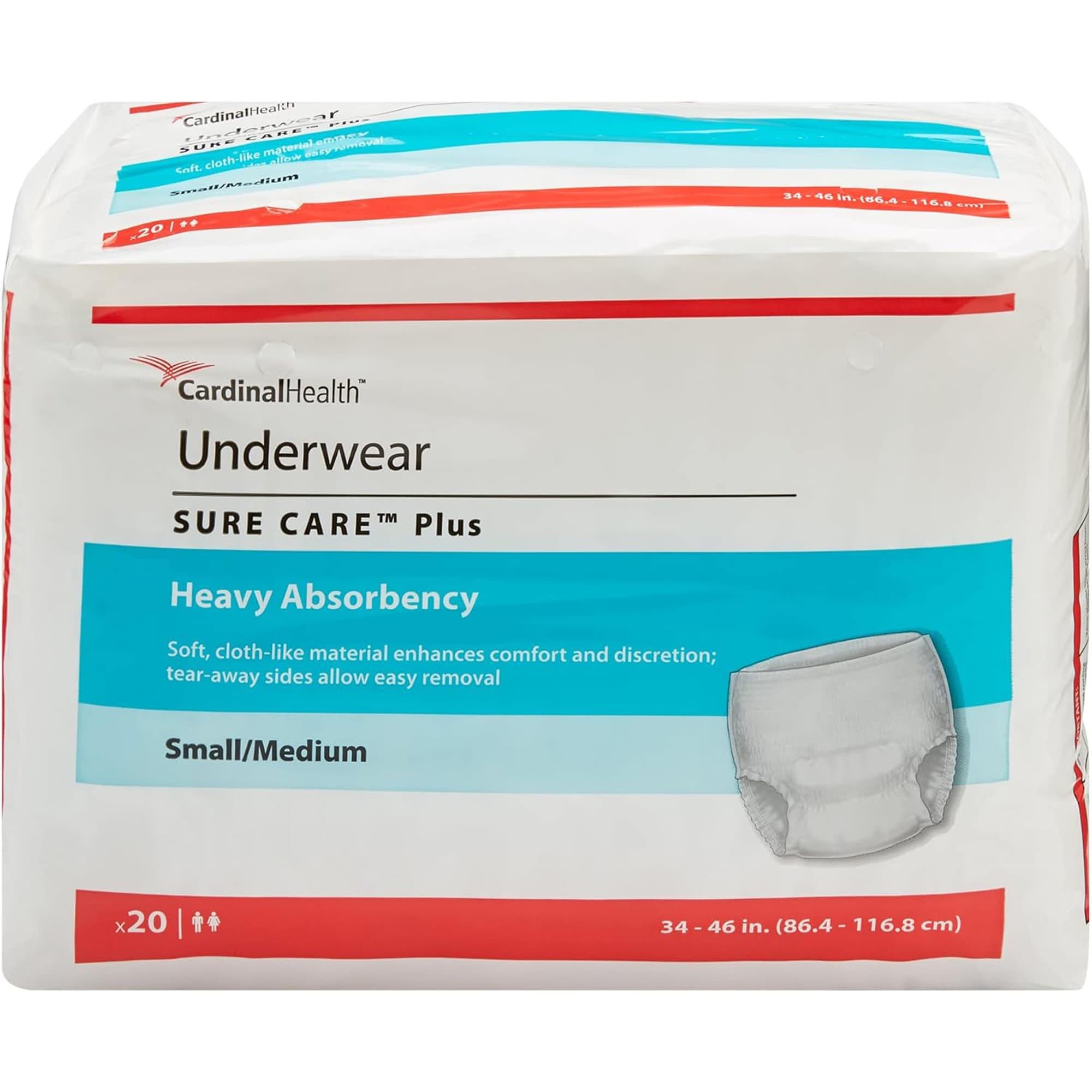 Cardinal Health Sure Care Plus Underwear, Small-Medium - Case of 80 - Image 1