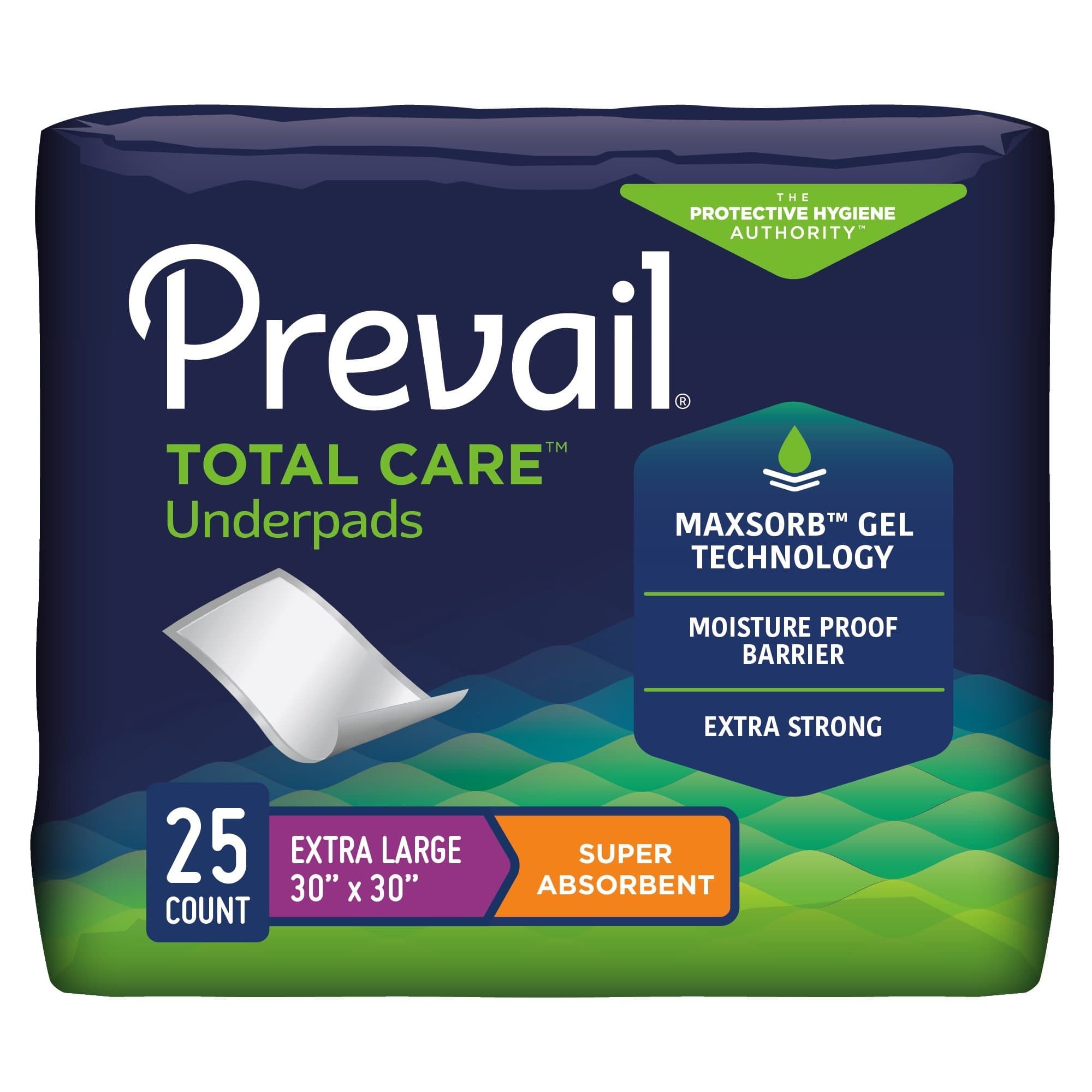 Prevail Total Care Underpads, Extra Large - Package of 25 - Image 1