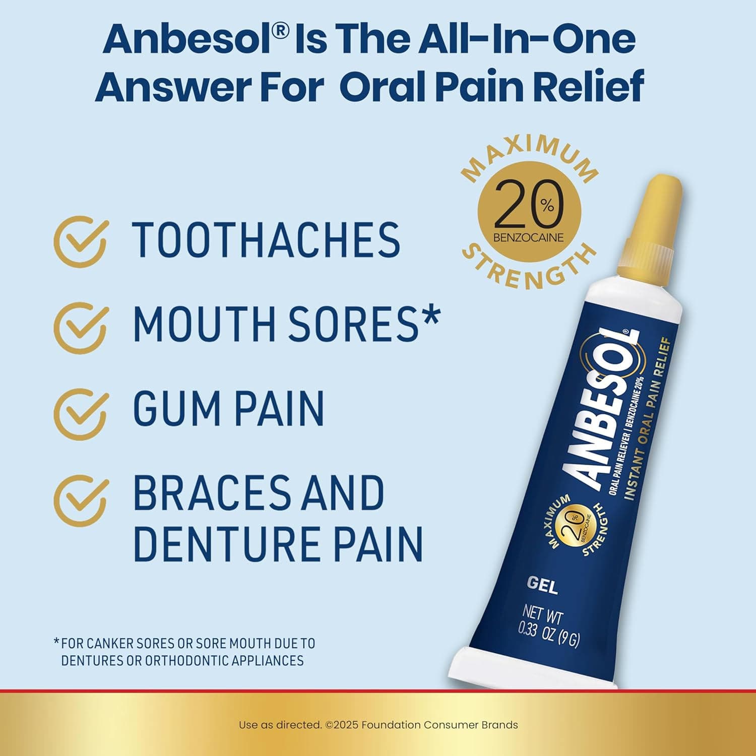 Anbesol Maximum Strength Oral Pain Relief Gel, 0.33 oz - Each - Image 2