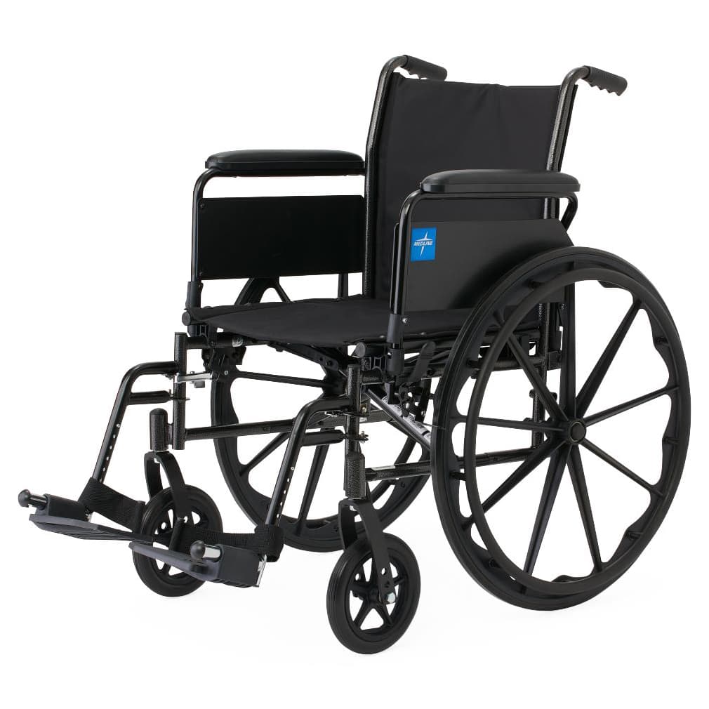 Medline Guardian K3 lightweight Wheelchair 20"W x 16"D Seat with Full-Length Arms and Swing Away Footrests - Image 1