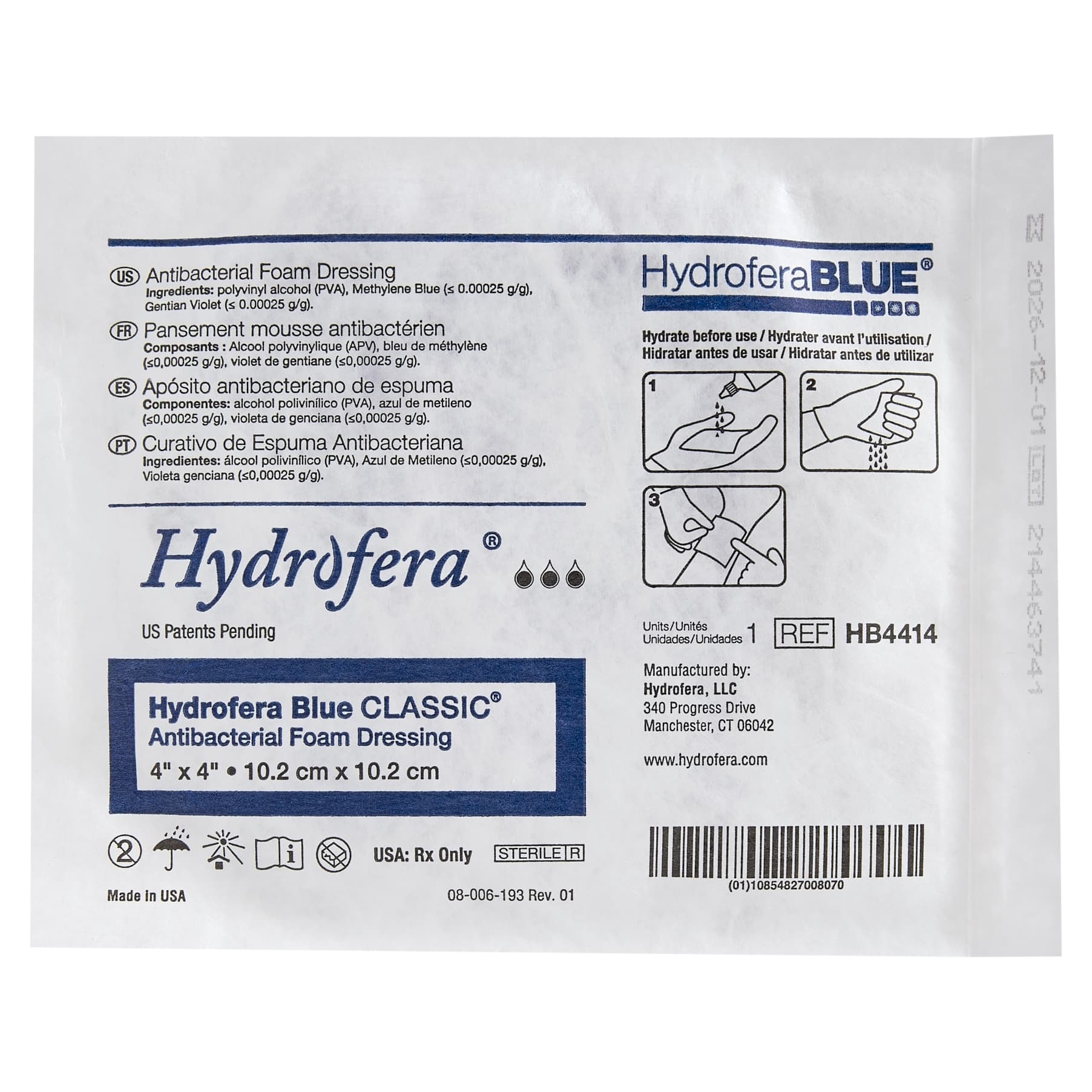 Hydrofera Blue Classic Antibacterial Foam Dressing, 4 x 4 Inch - Each - Image 1