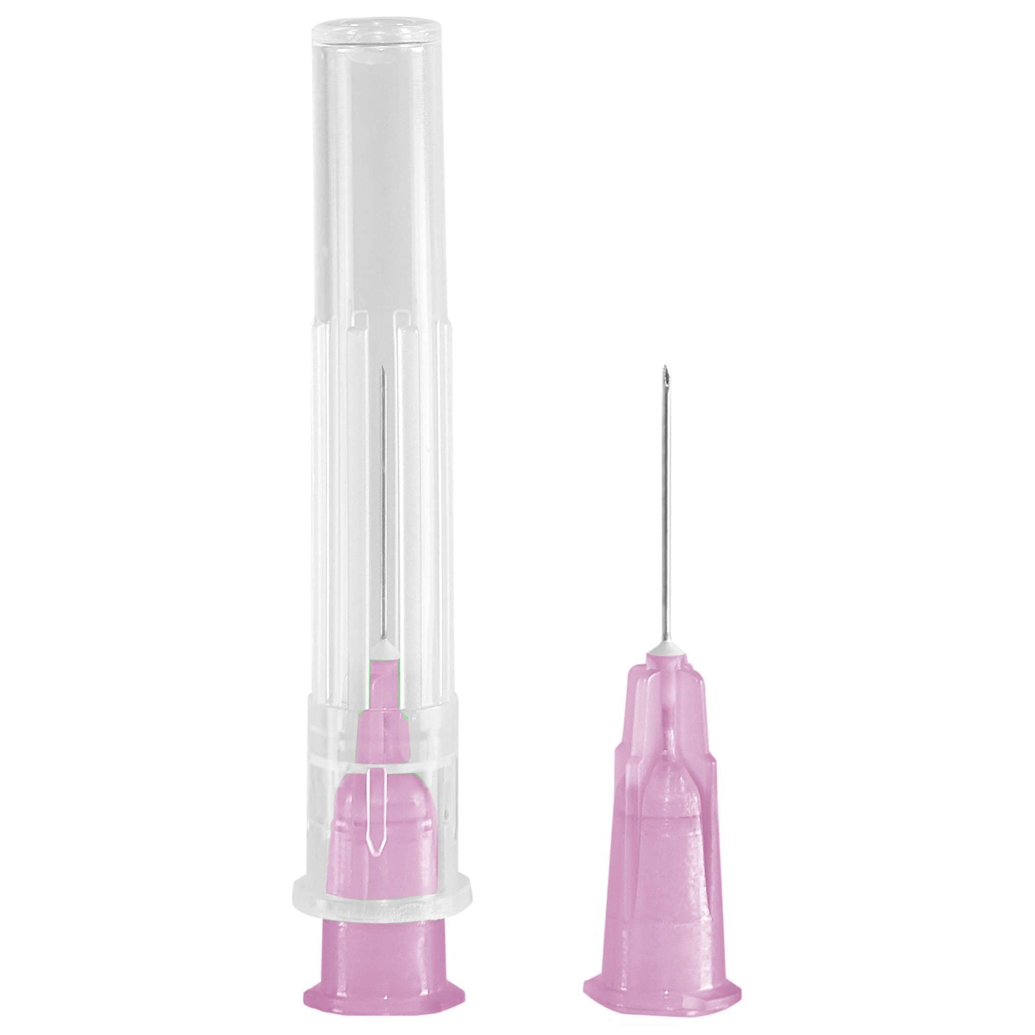 Flomax Standard Hypodermic Needle, Translucent Pink, 18 Gauge, 1 Inch Length - Box of 100 - Image 1