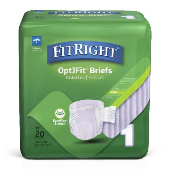FitRight OptiFit Stretch Extra Briefs, Size 1 - Bag of 20 - Image 1