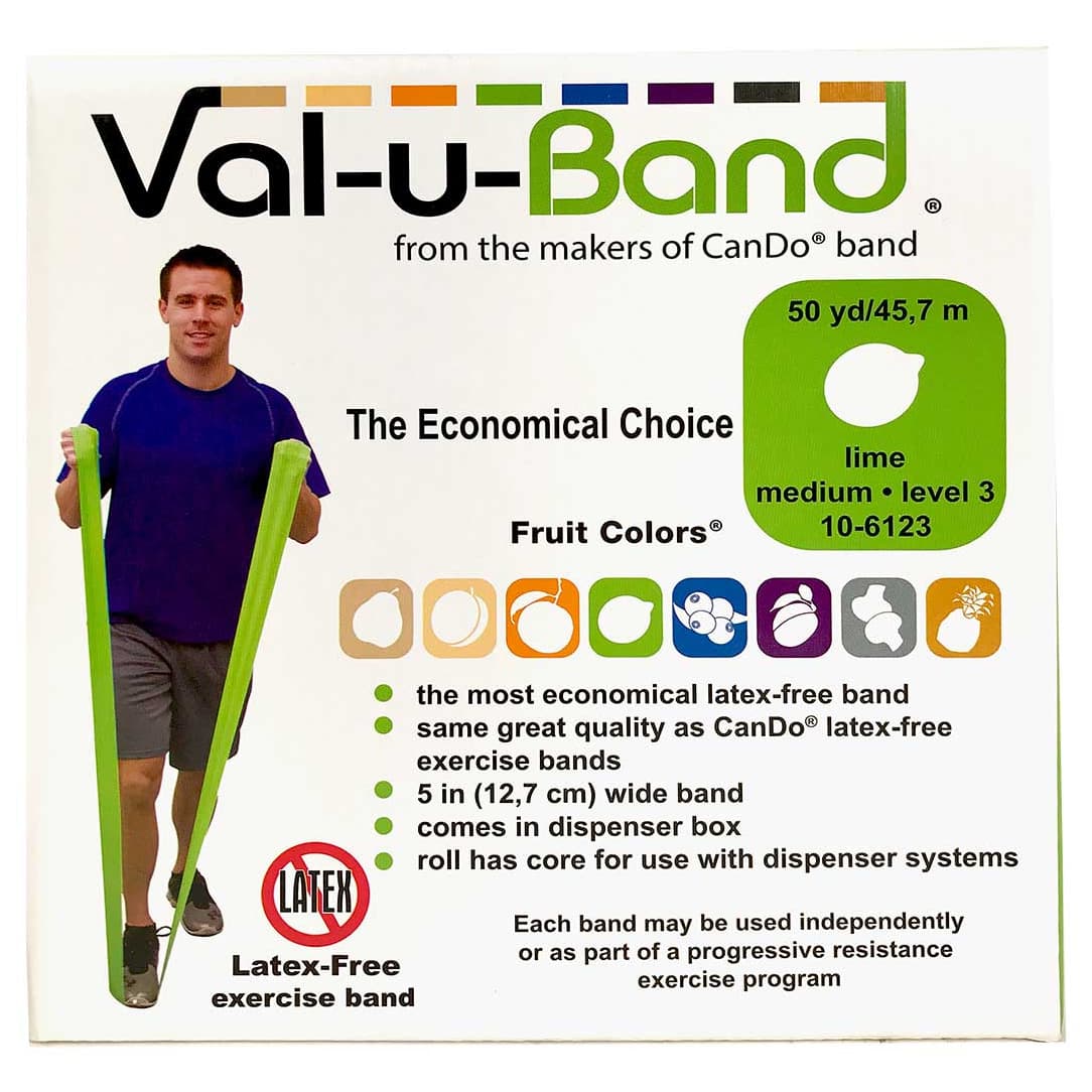 Val-u-Band Latex Free Exercise Band, 50 yard, Lime, Medium - Image 1