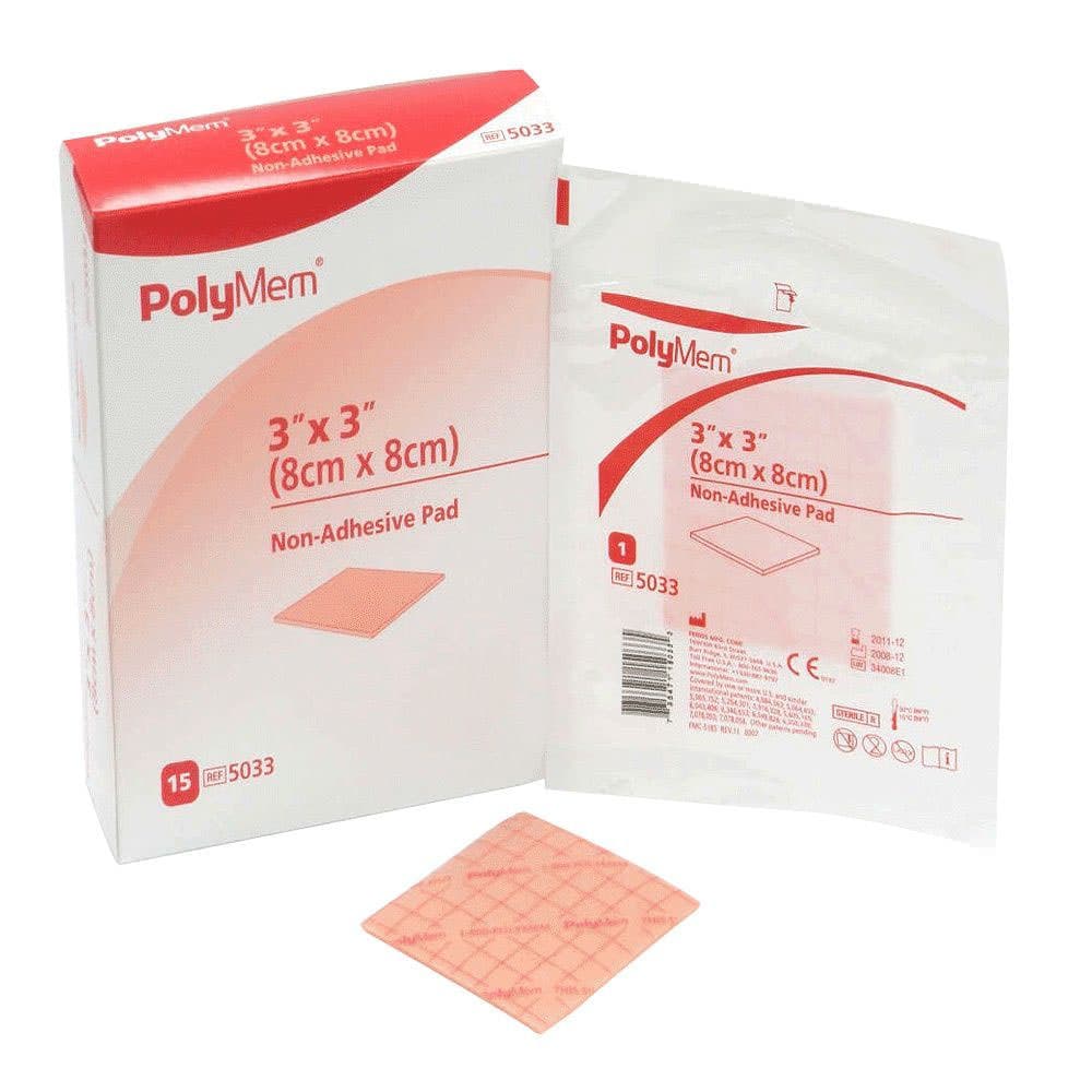 Polymem Non-Adhesive Foam Pad Dressing, 3 x 3 Inch - Box of 15 - Image 1