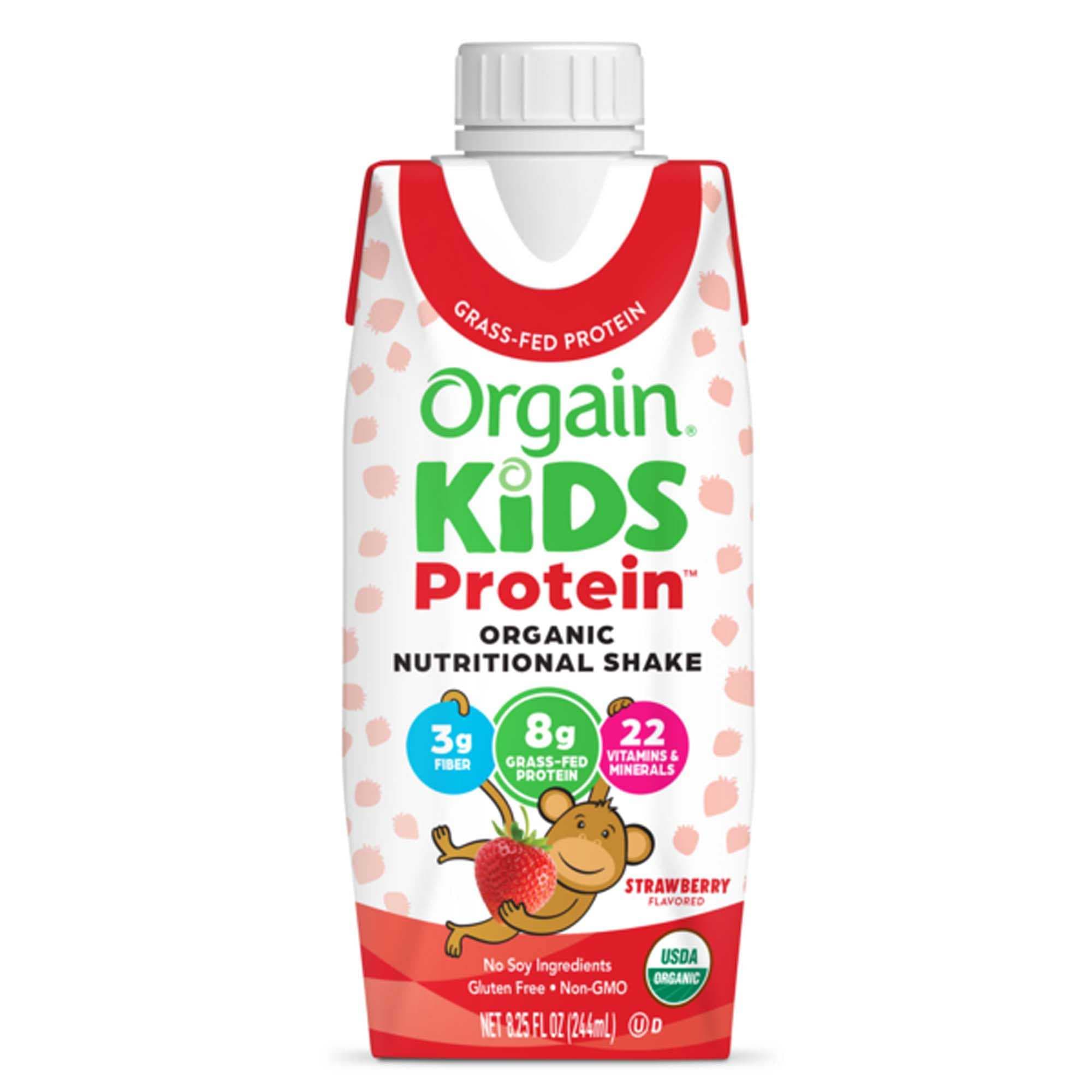 Orgain Kids Protein Organic Nutritional Shake, Strawberry, 8.25 oz - Each - Image 1