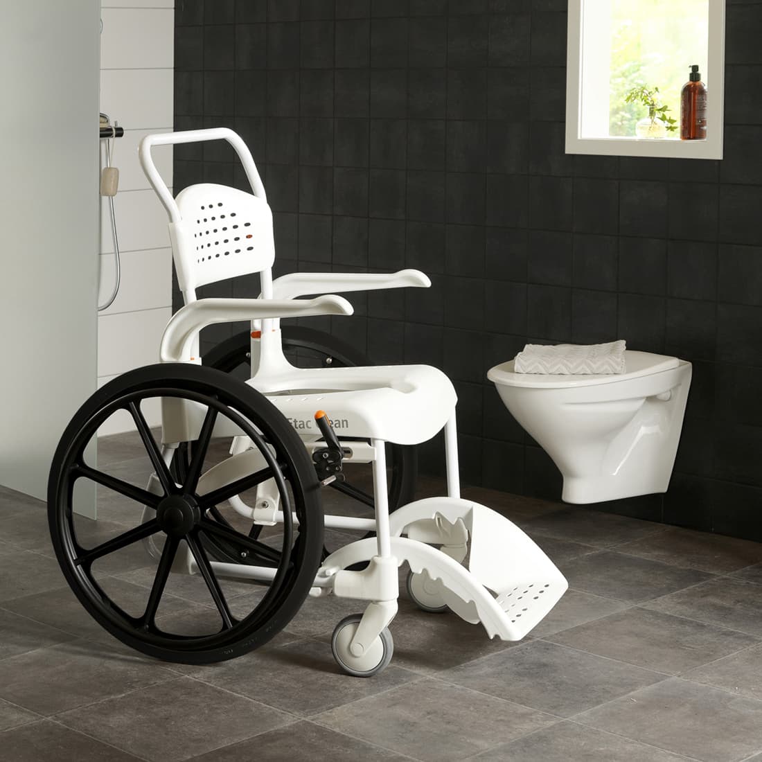 Etac Clean 24" Self Propelled Shower Commode Chair - Image 5