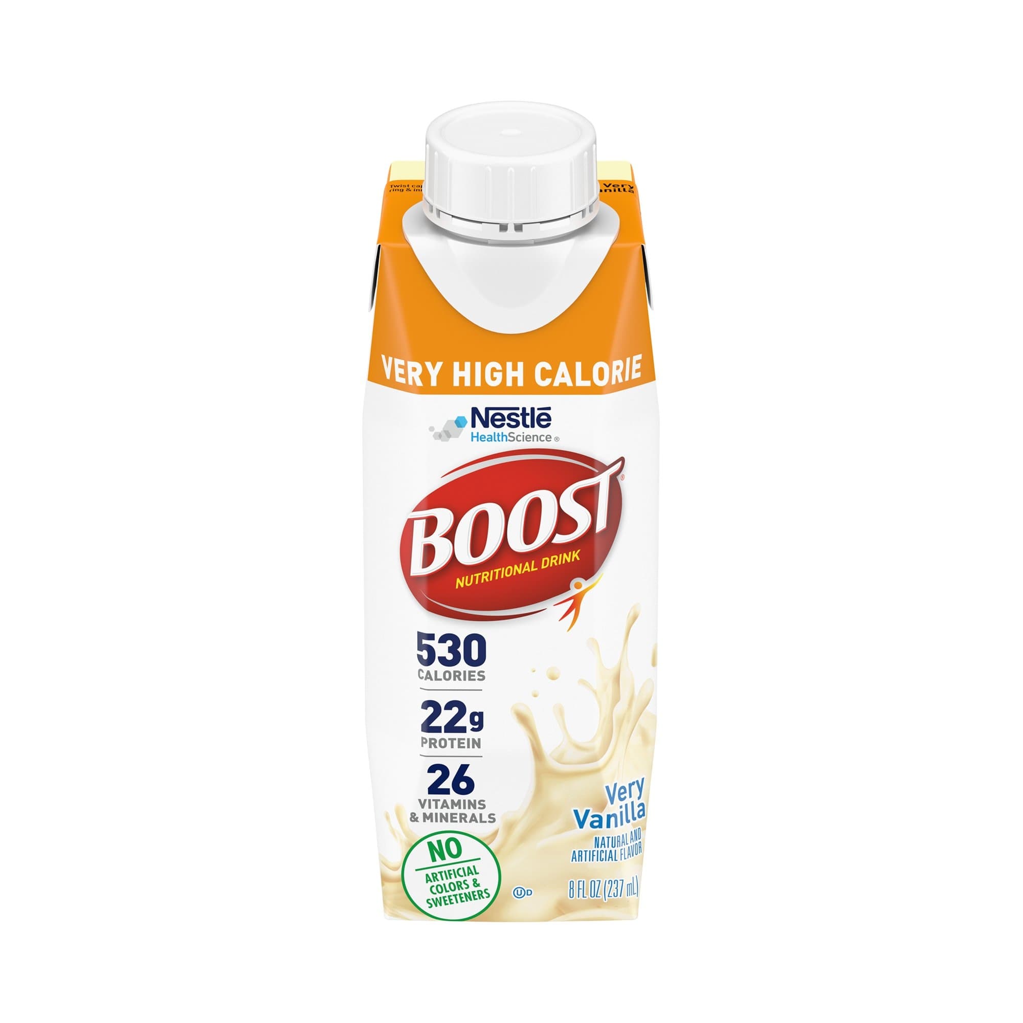 Boost Very High Calorie Oral Supplement, Very Vanilla, 8 oz - Case of 24 - Image 1