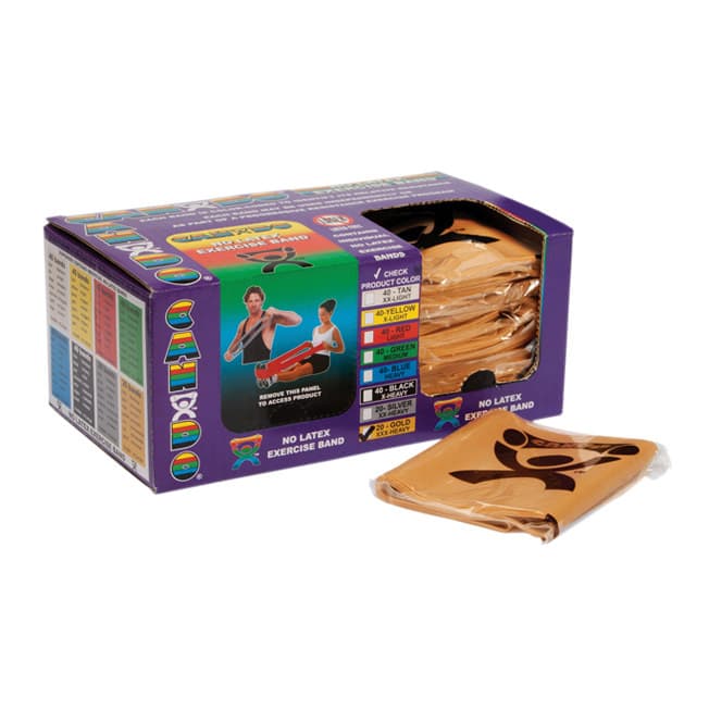 CanDo Latex Free Exercise Band, 4 Feet Length, Gold, 3X heavy - Box of 40 - Image 1