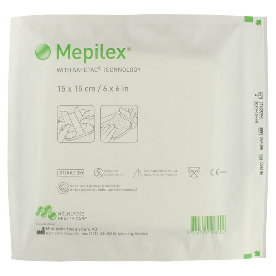 Mepilex Soft Silicone Absorbent Foam Dressing, 6 x 6 Inch - Each - Image 1