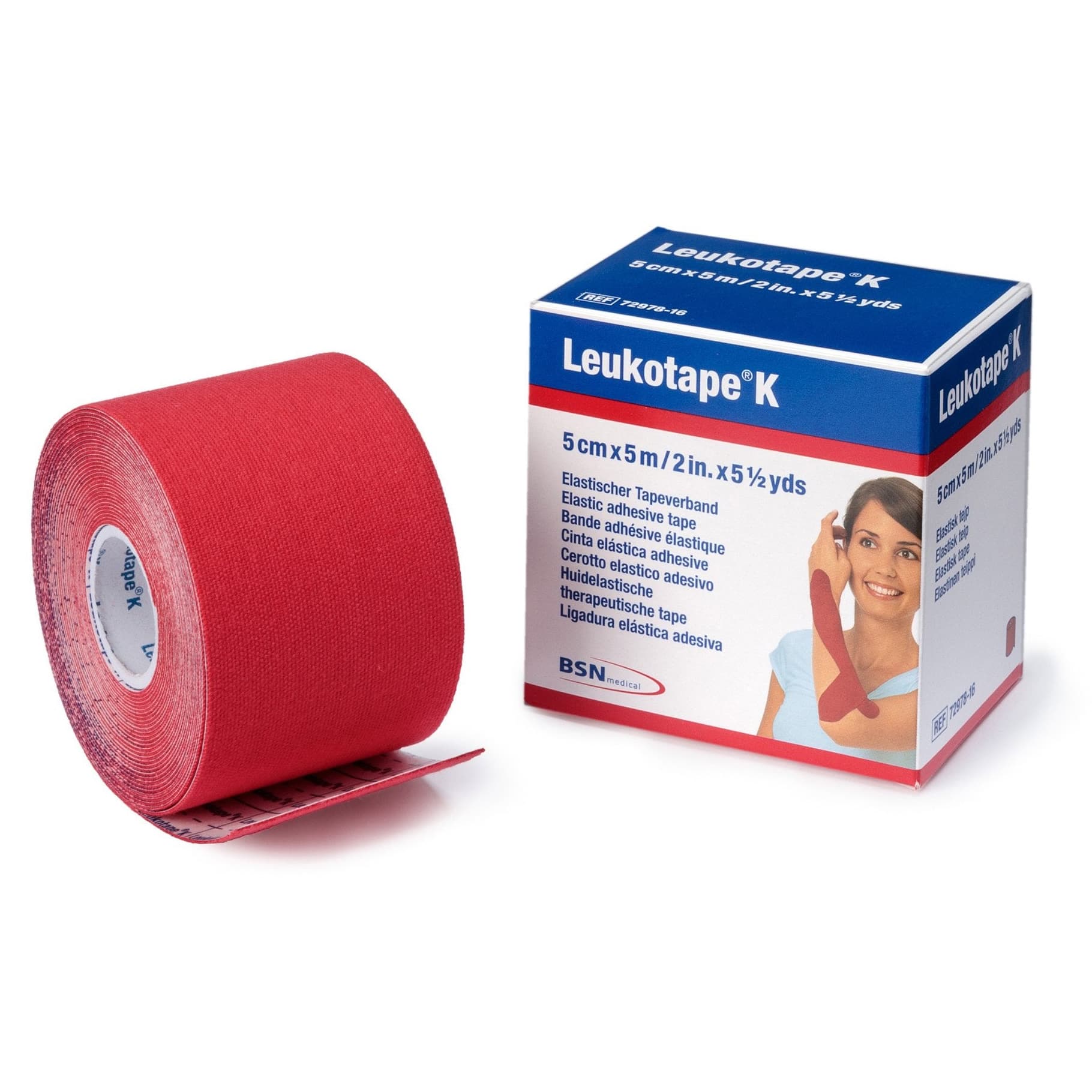 Leukotape Orthopedic Corrective Tape, 2 Inch x 5.5 Yards, Red - Package of 5 - Image 1