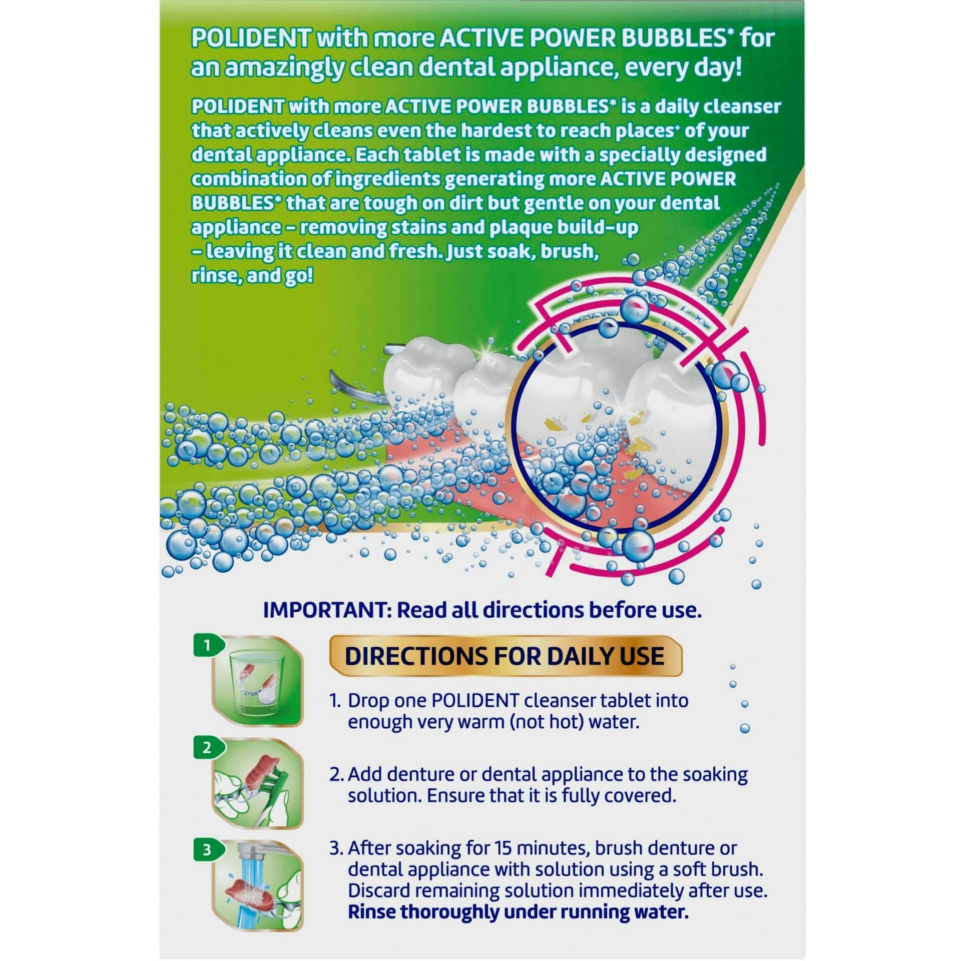 Polident Smokers Antibacterial Dental Appliance Cleanser Tablets - Box of 90 - Image 2
