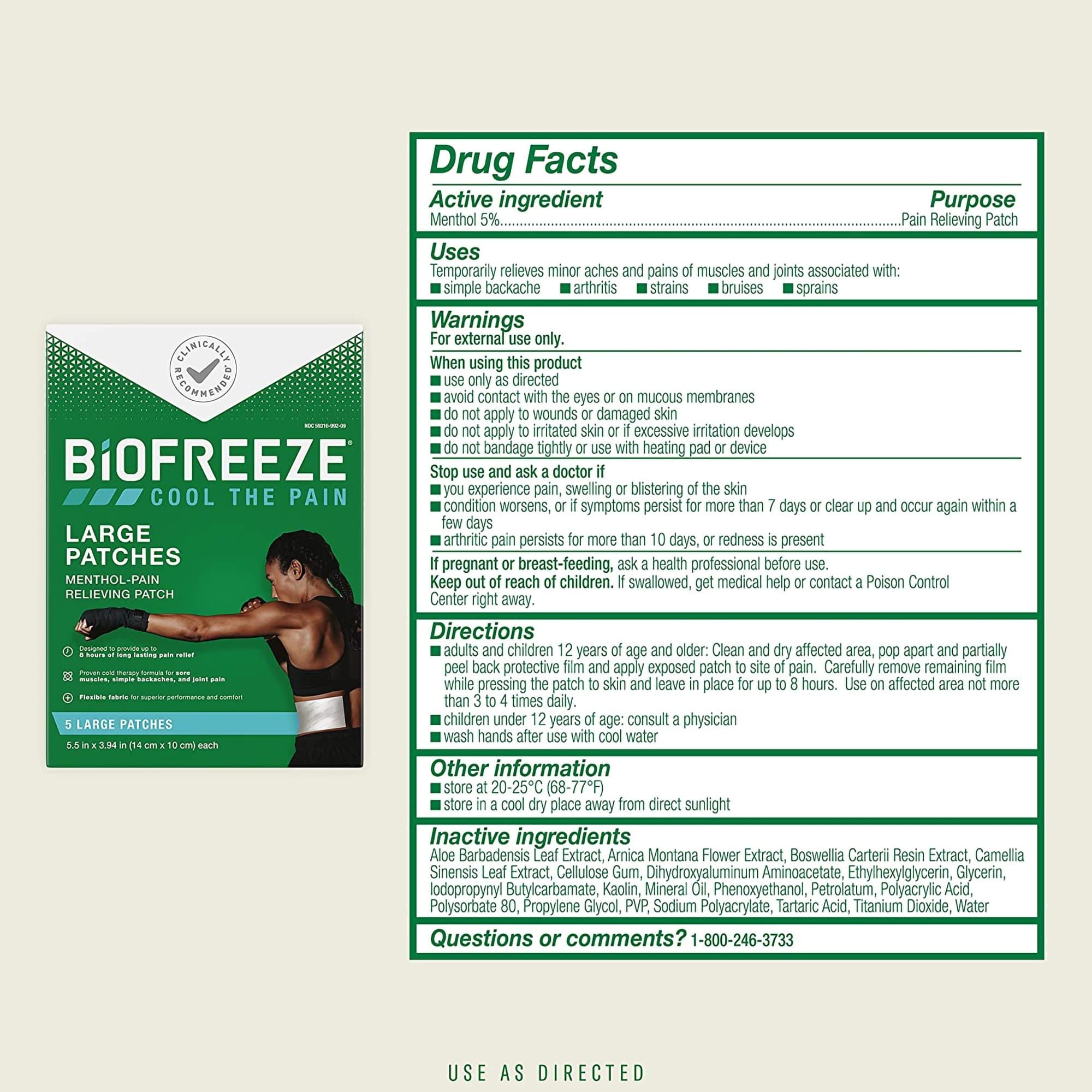 Biofreeze Topical Pain Relief 5% Strenght Menthol Patch - Image 2