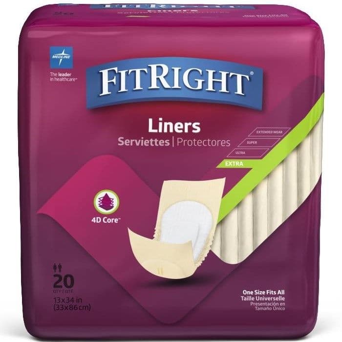 Fitright Incontinence Liners, Extra Absorbency - Bag of 20 - Image 1