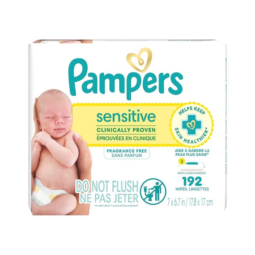 Pampers Sensitive Baby Wipes, 4X, 192 Count - Case of 768 - Image 1
